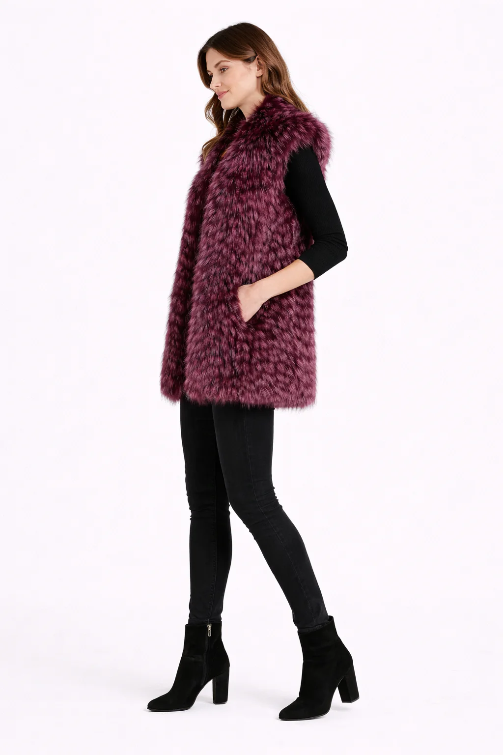 Magnolia Dyed Feathered Silver Fox Vest-32" - Image 3