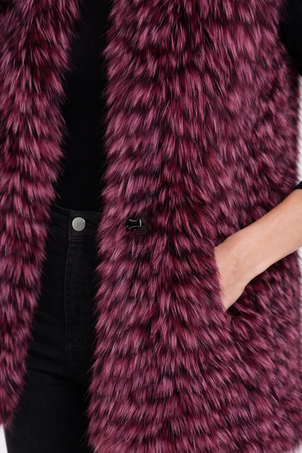 Magnolia Dyed Feathered Silver Fox Vest-32" - Image 4