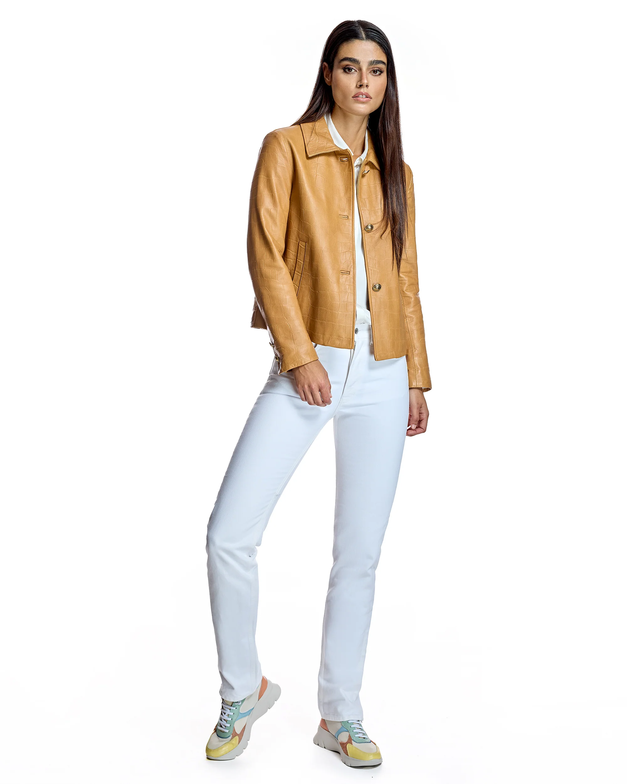 Croc Stamped Leather Jacket-Maximilian - Image 10