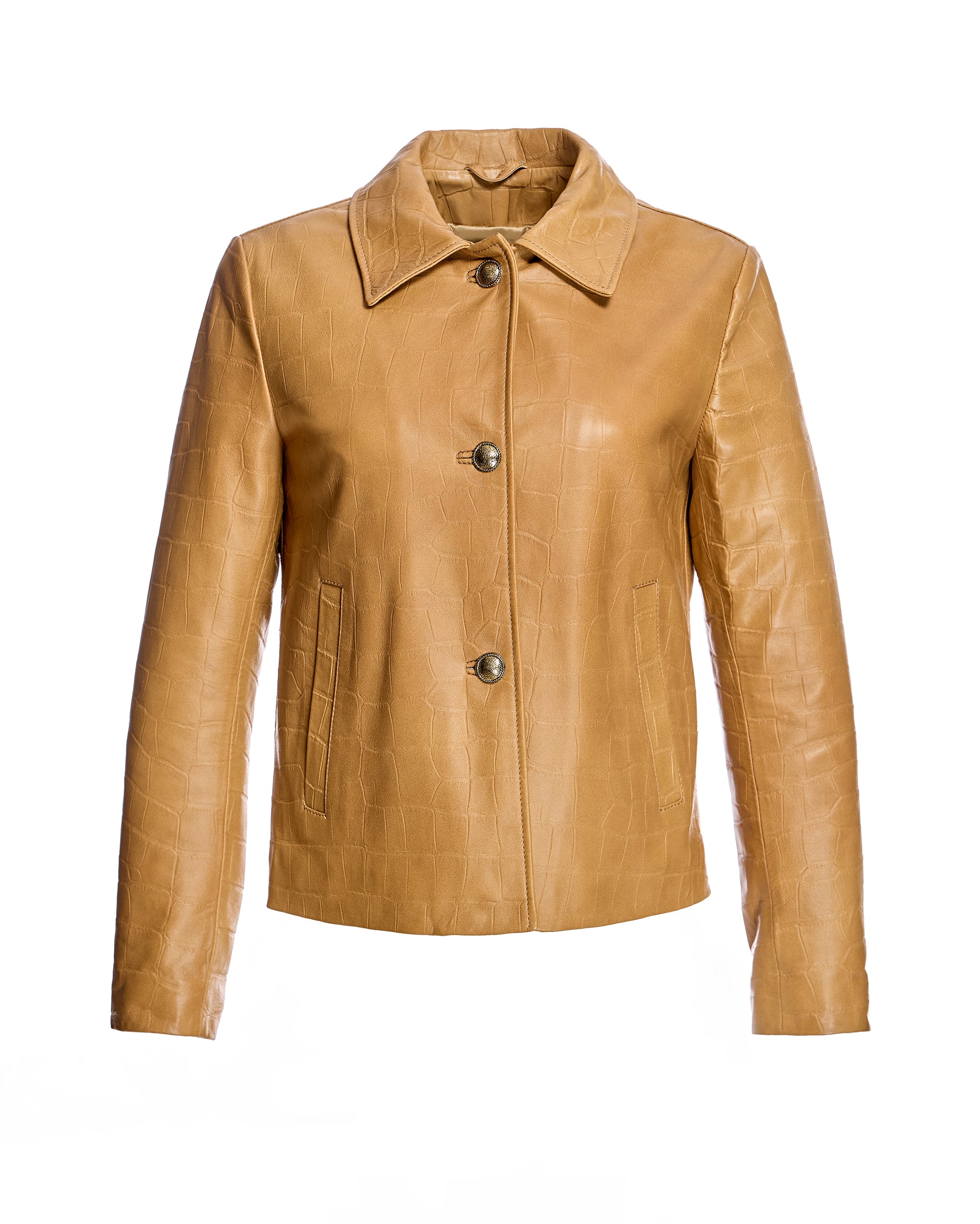 Croc Stamped Leather Jacket-Maximilian - Image 11