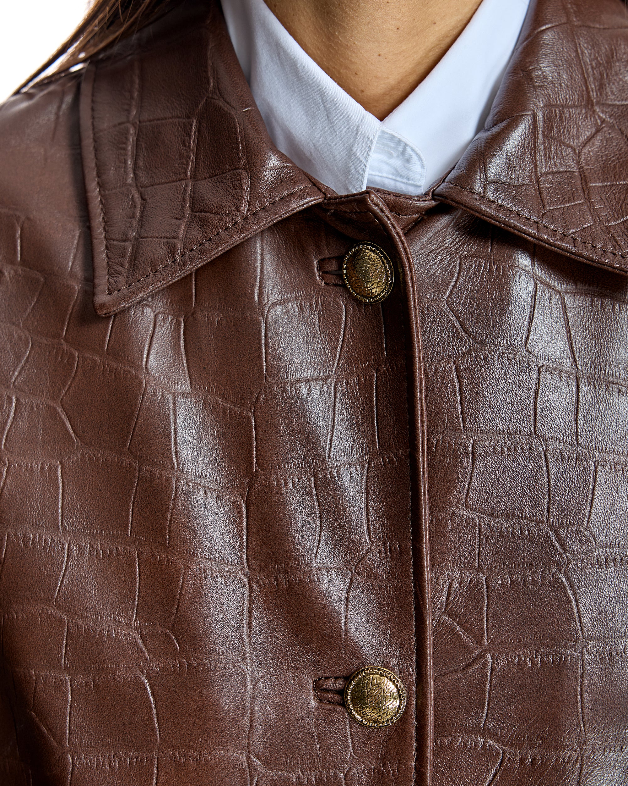 Croc Stamped Leather Jacket-Maximilian - Image 6