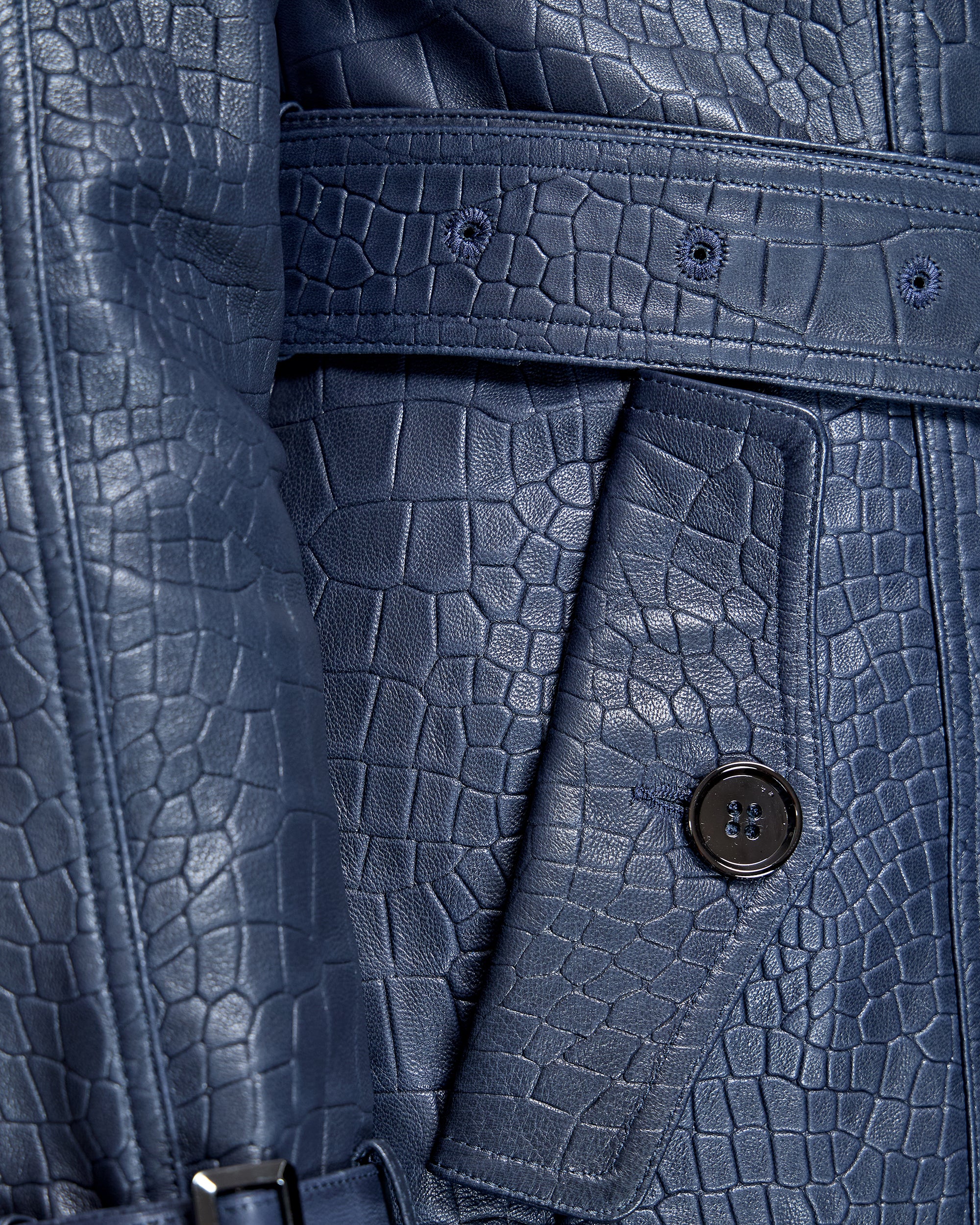 Croc Stamped Leather Trench Coat- Maximilian - Image 6