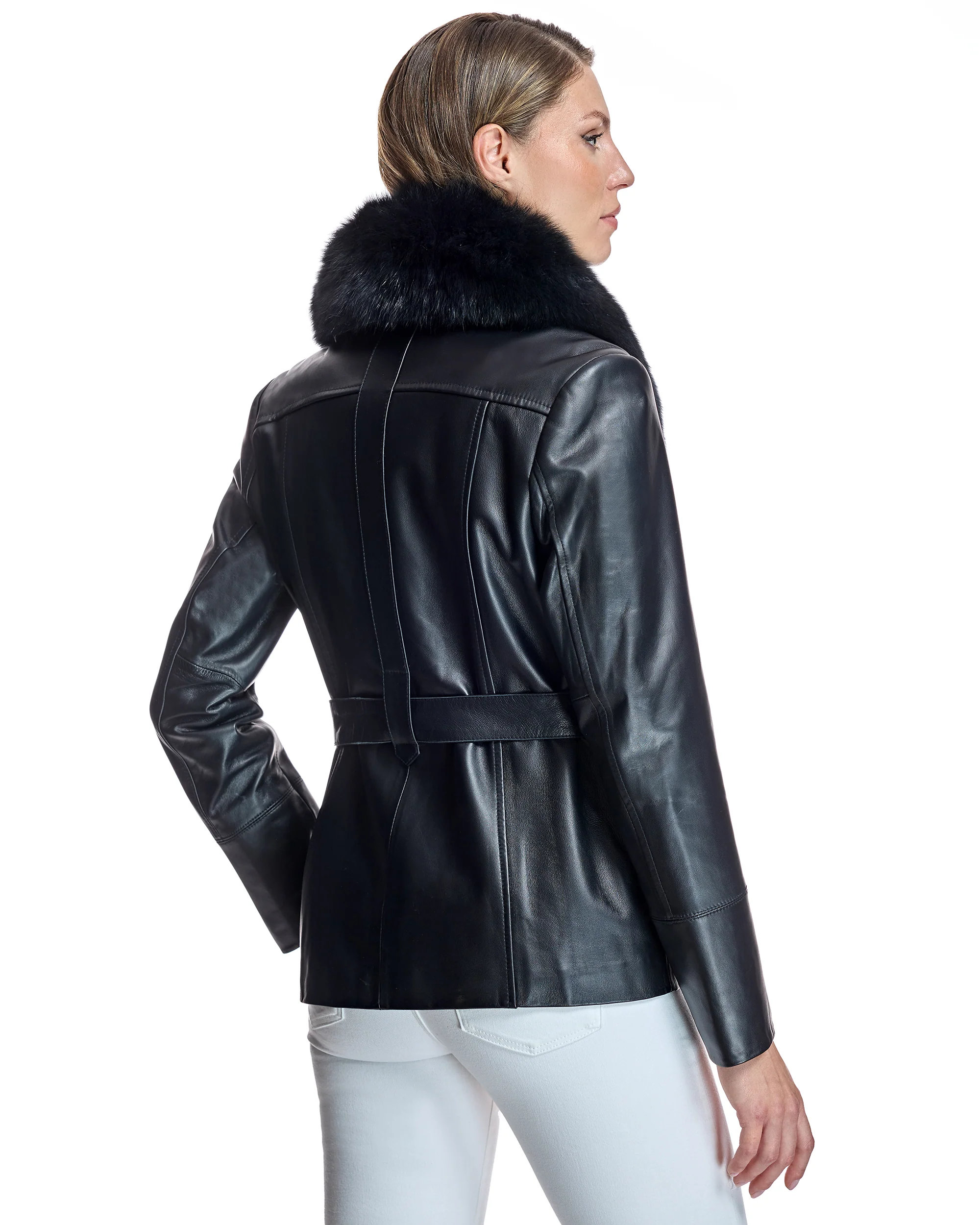 Maximilian Fur-Trimmed Leather Jacket- Maximilian - Image 6