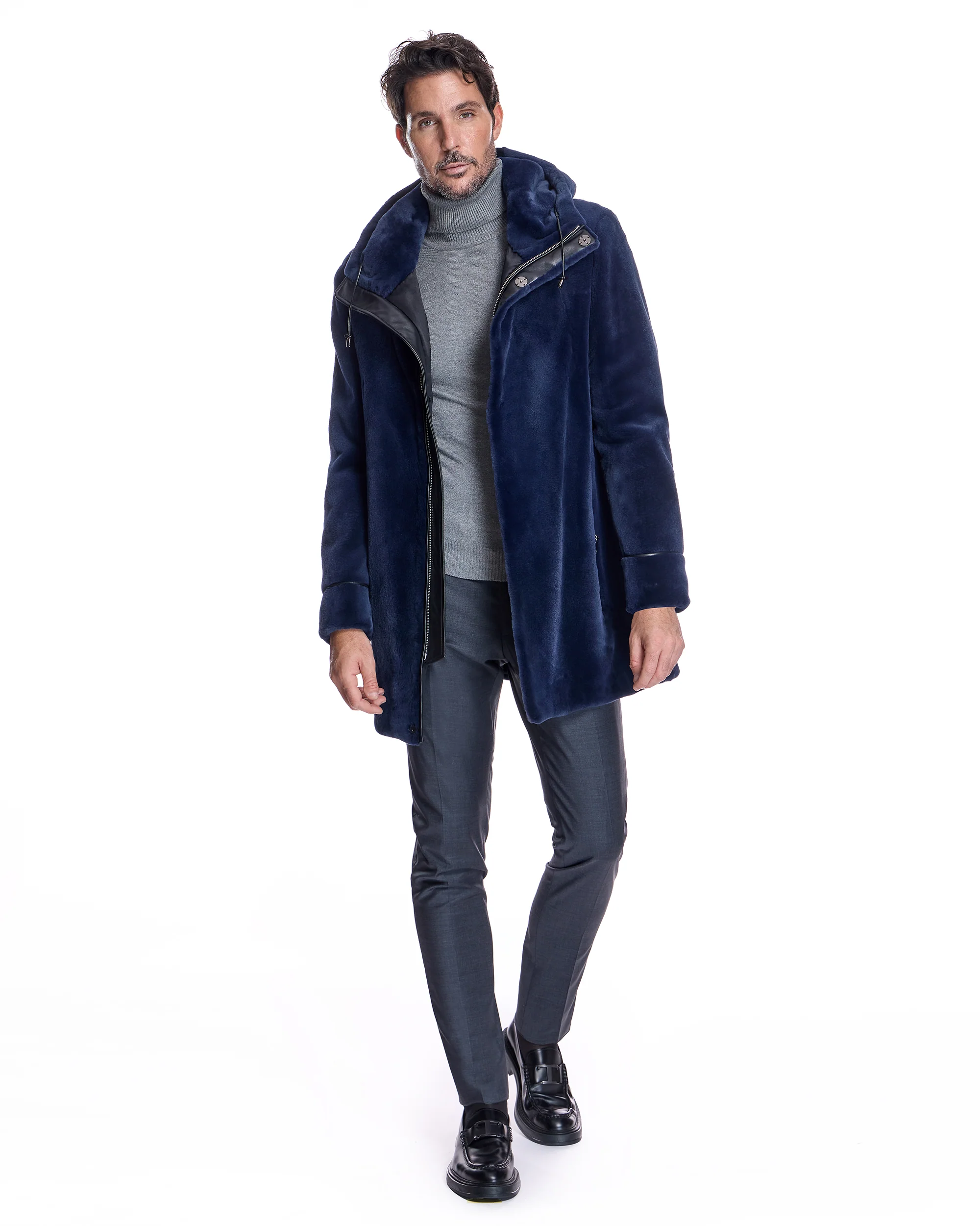 Men's Sheared Mink Hooded Coat - Image 3