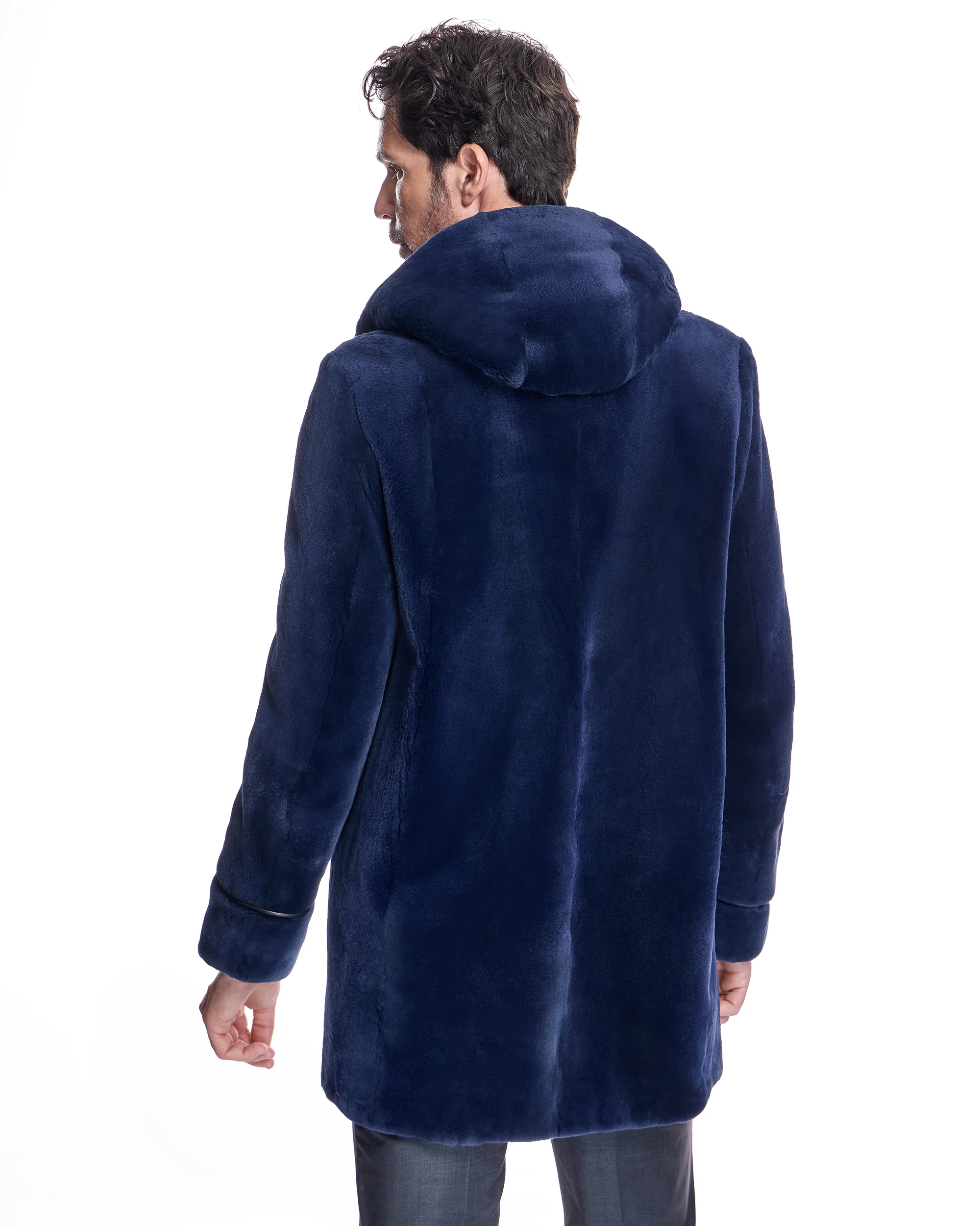 Men's Sheared Mink Hooded Coat - Image 4