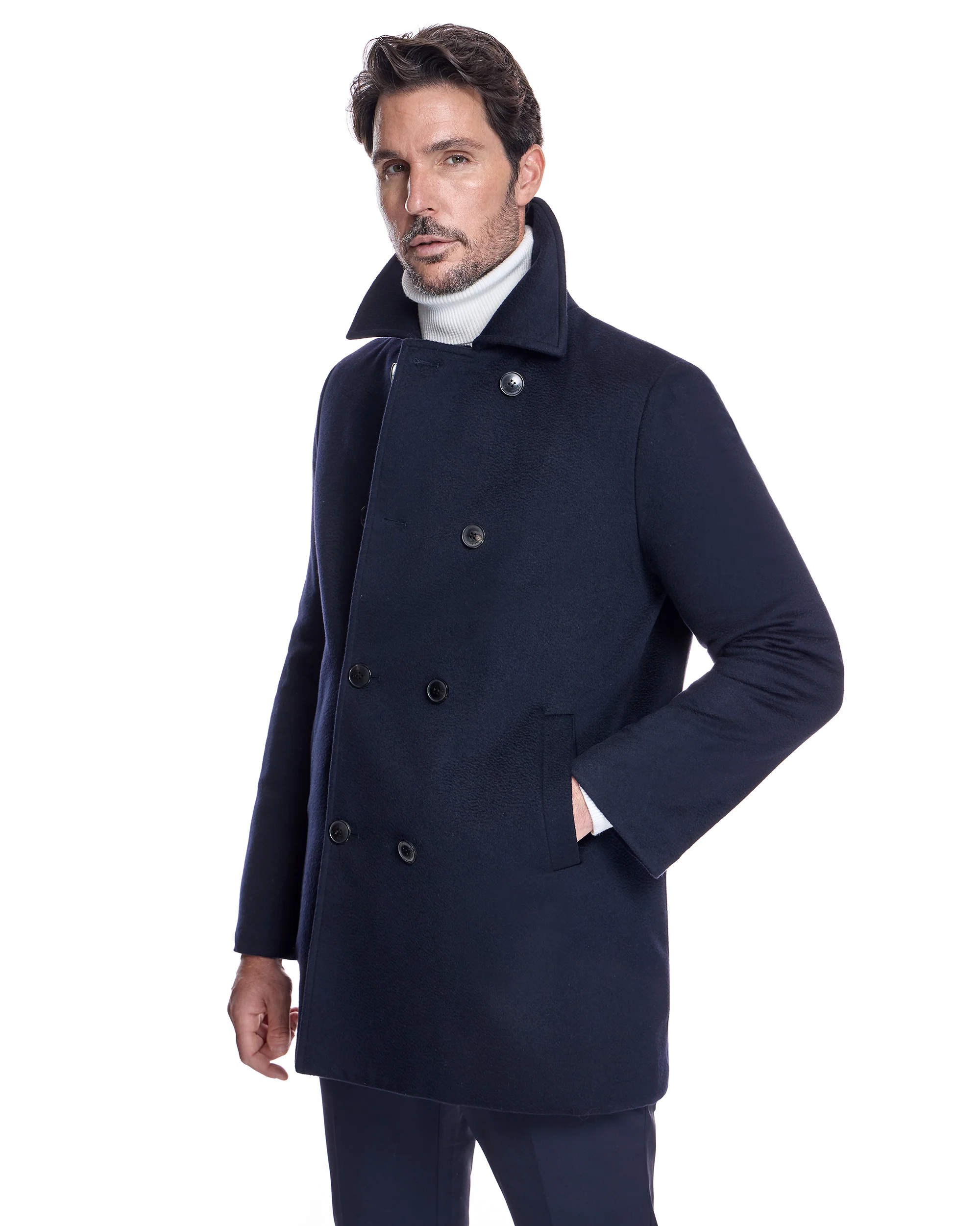 Men's Wool Quilted Lined Peacoat - Image 5