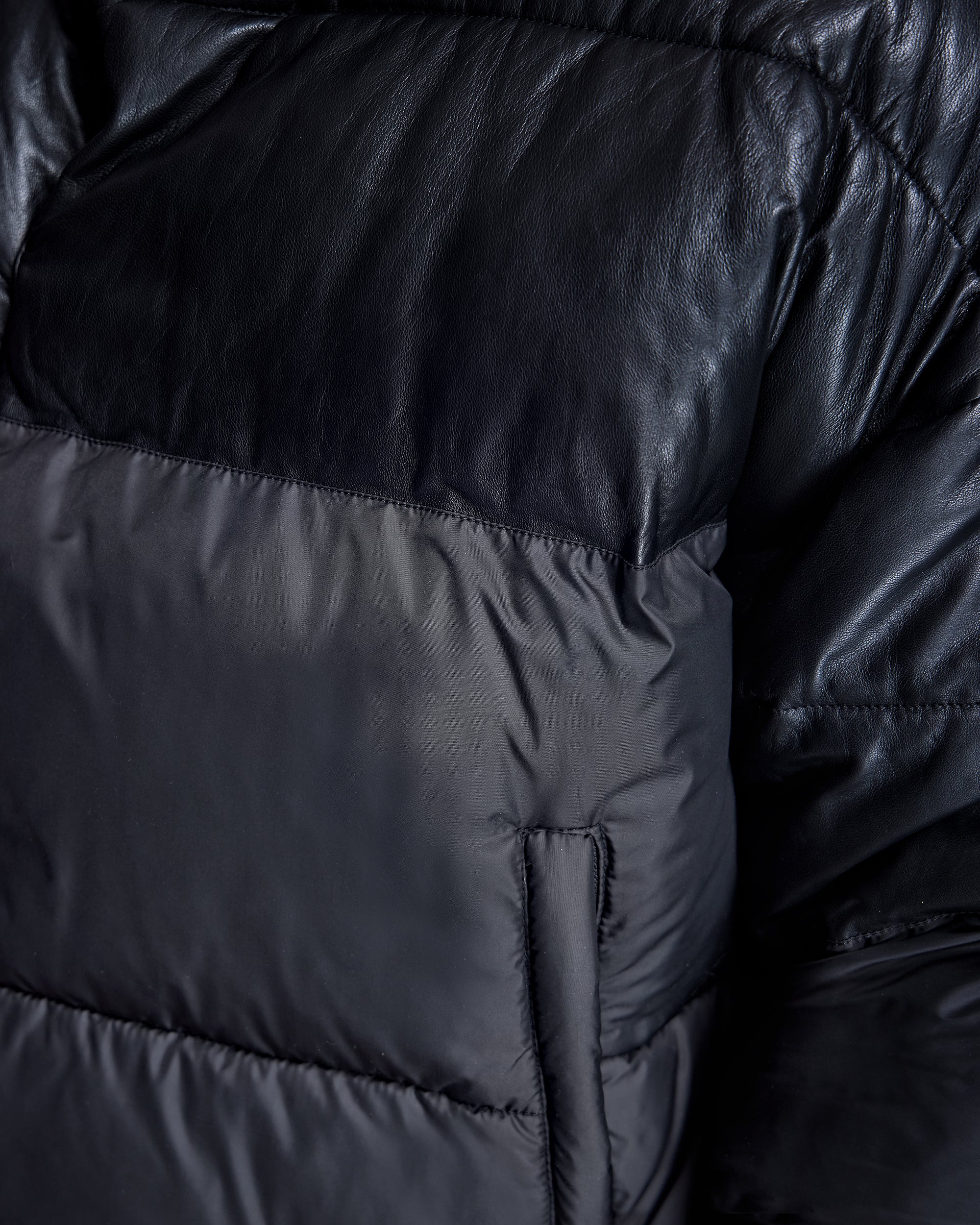 Men's Leather and Poly Horizontal Bomber - Image 5