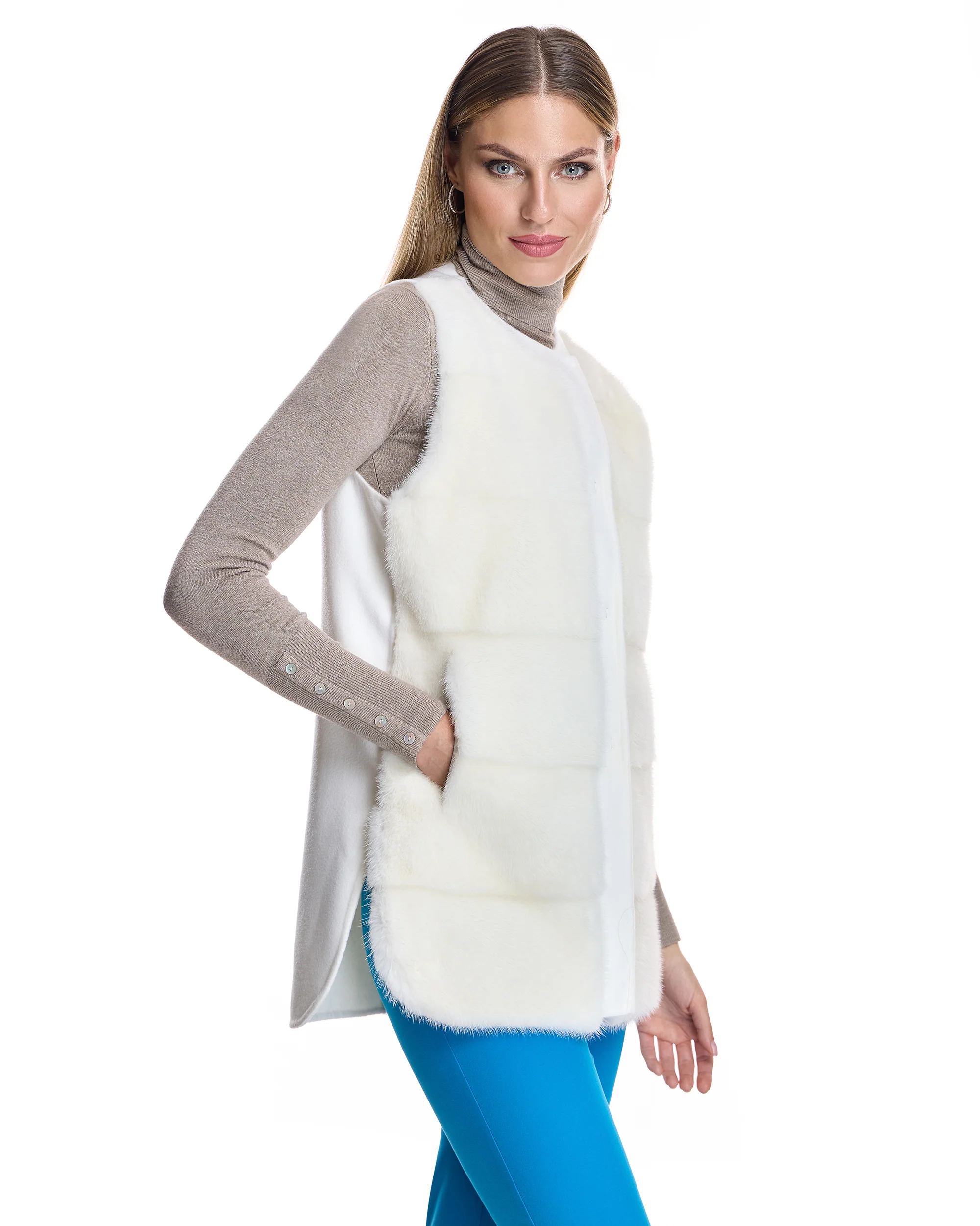 Mink Vest with Cashmere Back - Image 5