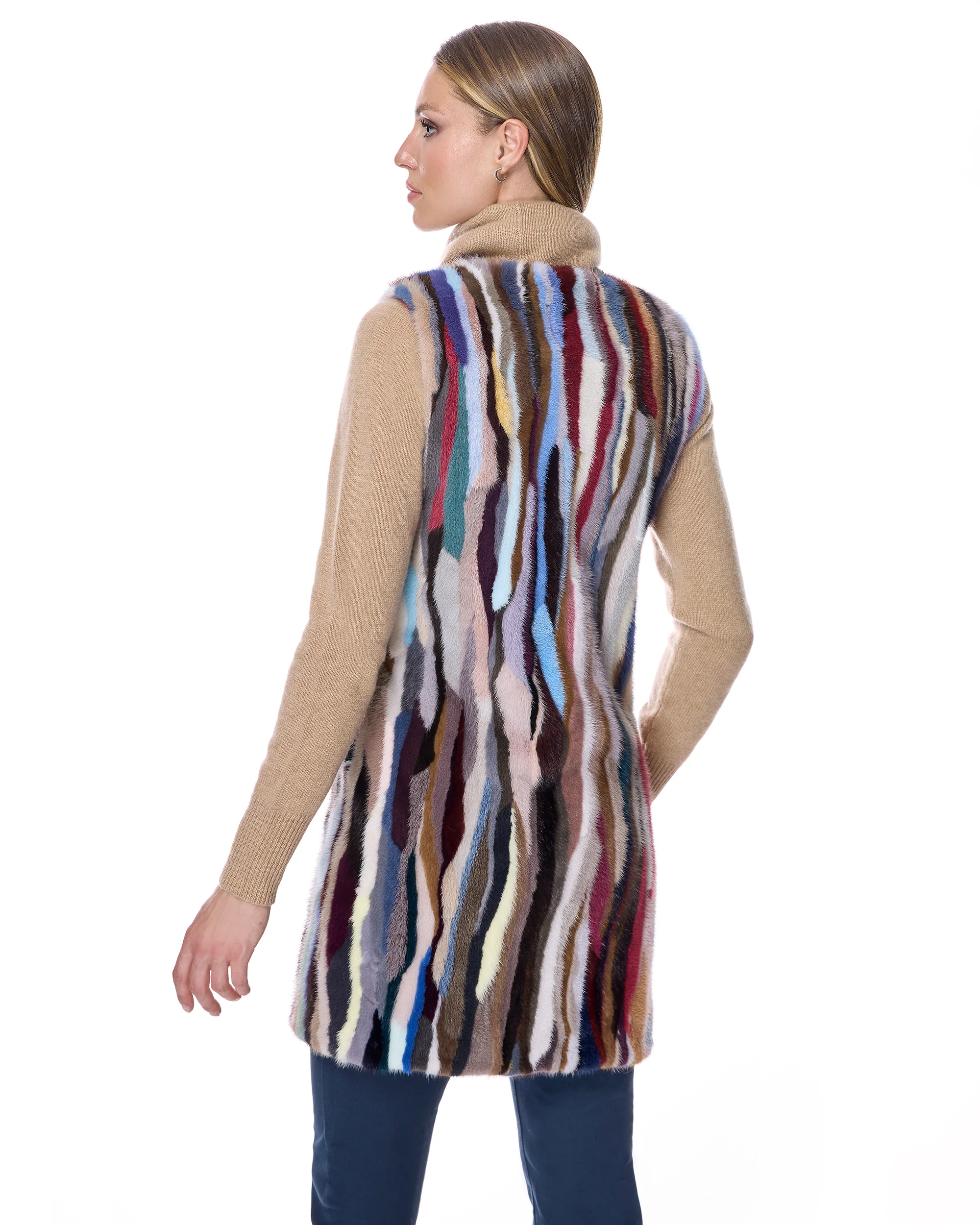 Multicolor Mink Sections vest - Image 3