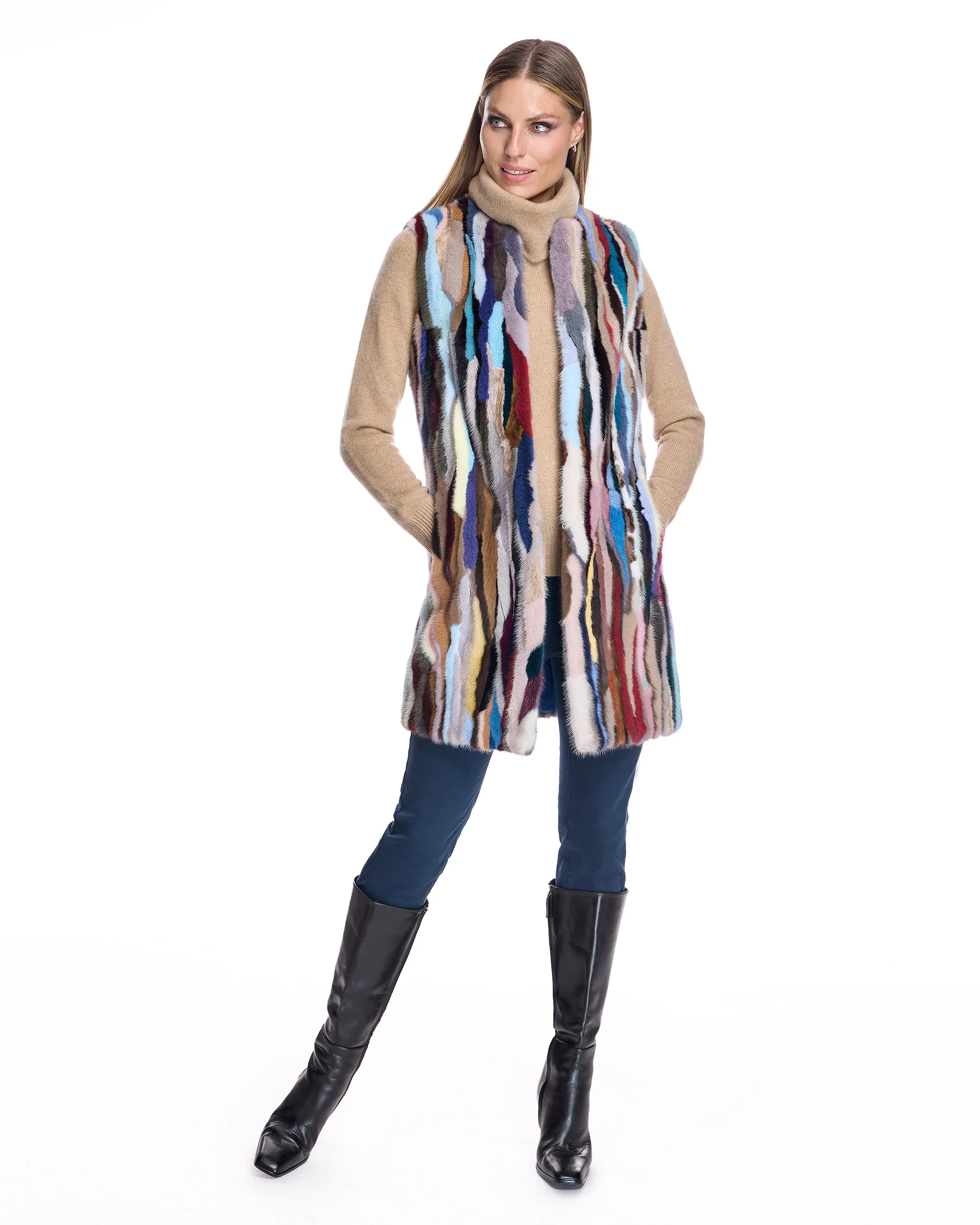 Multicolor Mink Sections vest - Image 4