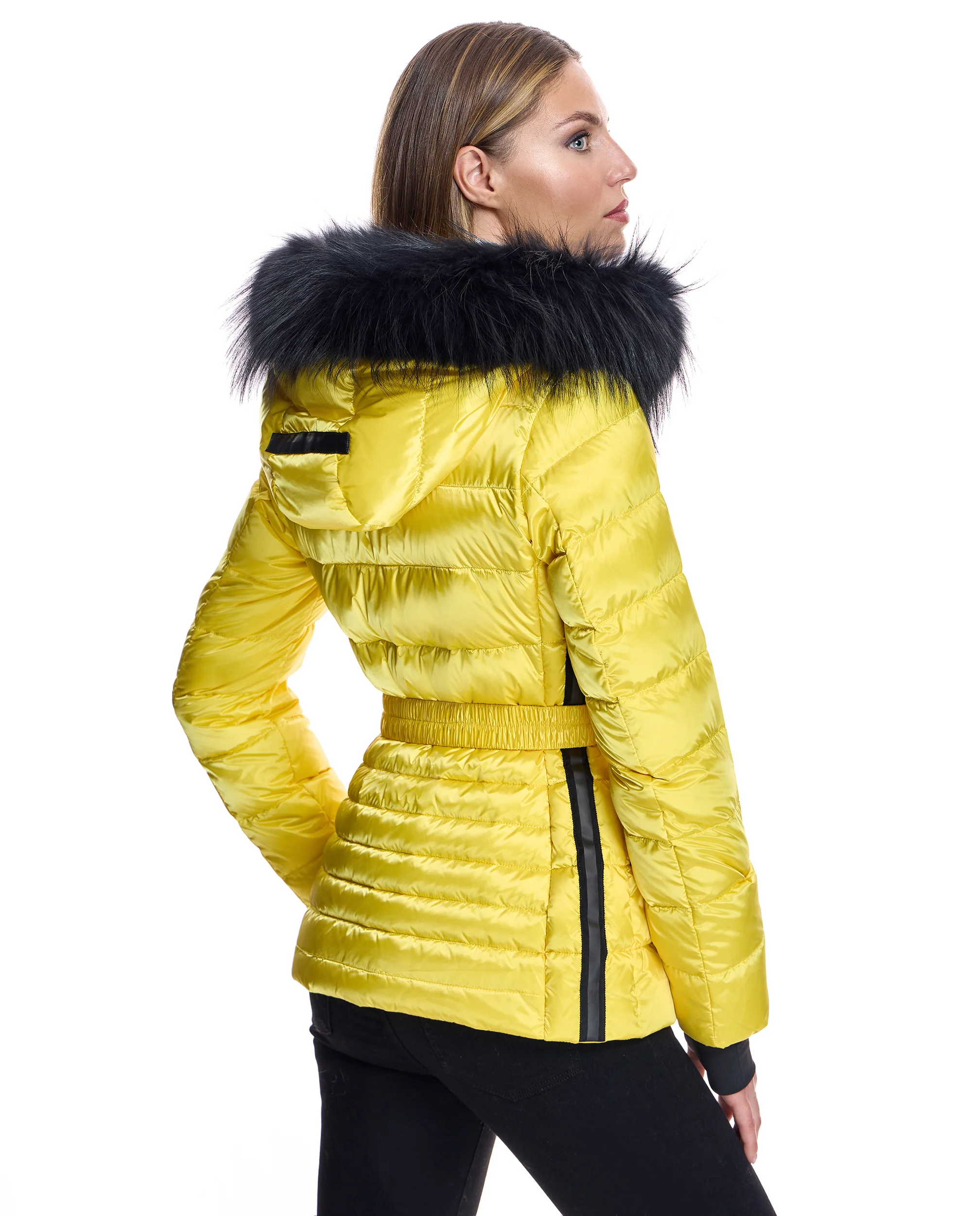 Julia & Stella Nylon Puffer Jacket with Raccoon Trimmed Hood - Image 4