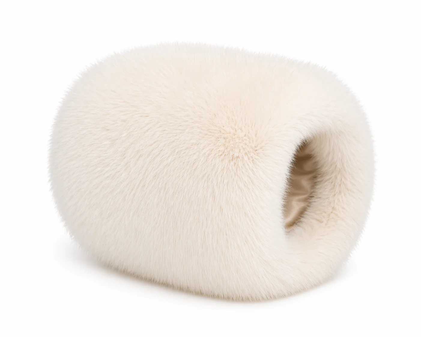 Off White Bleached Fox Muff Bag with Leather Strap - Image 3