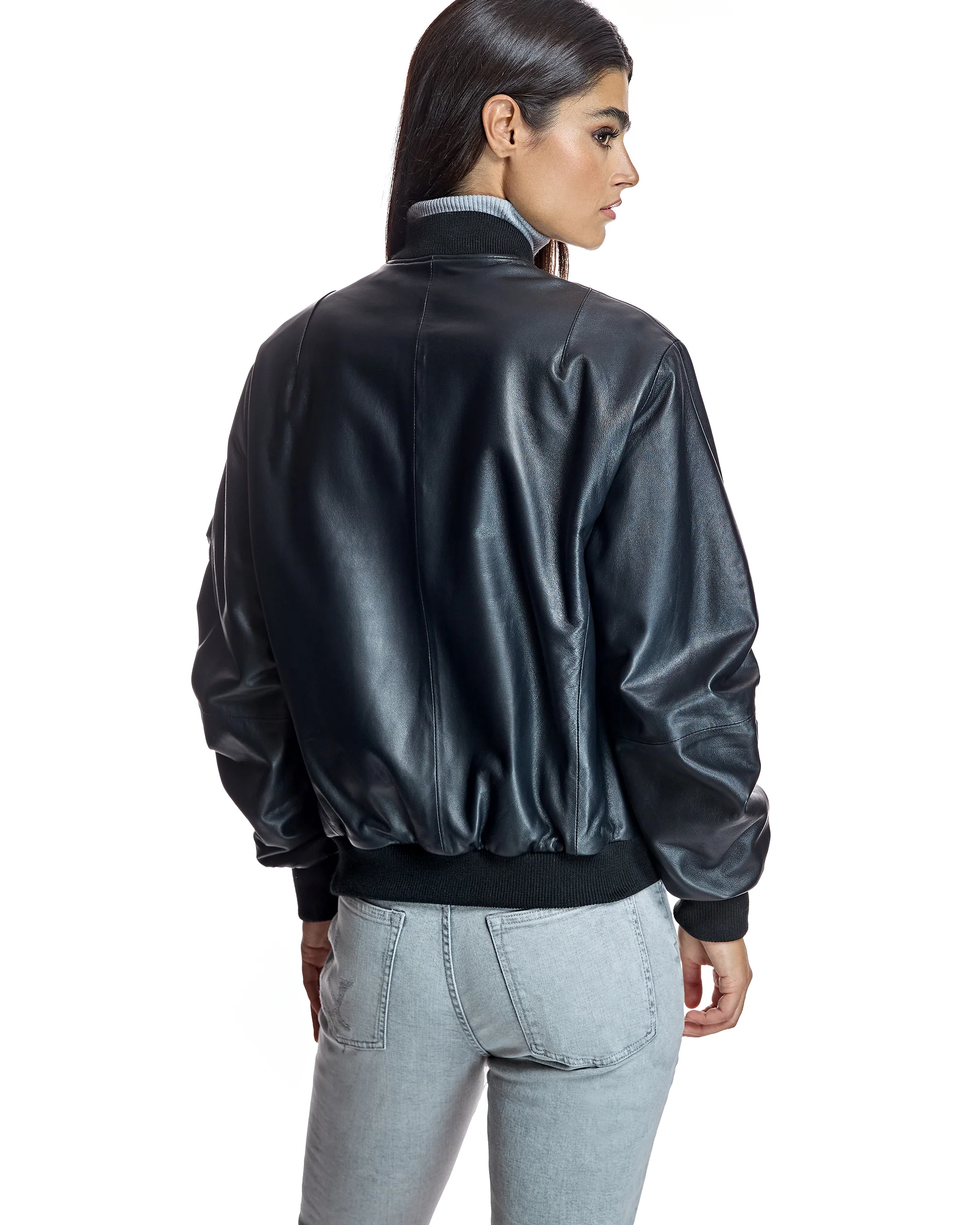 Oversized Italian Leather Bomber Jacket- Maximilian - Image 3