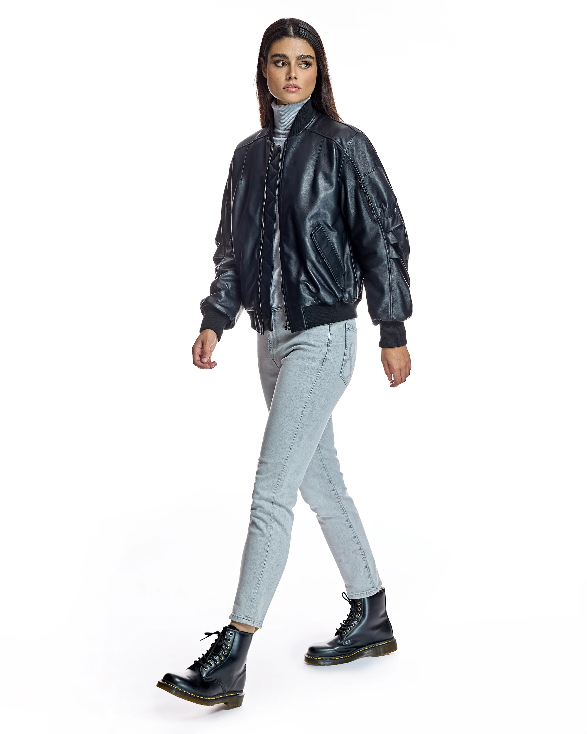 Oversized Italian Leather Bomber Jacket- Maximilian - Image 4