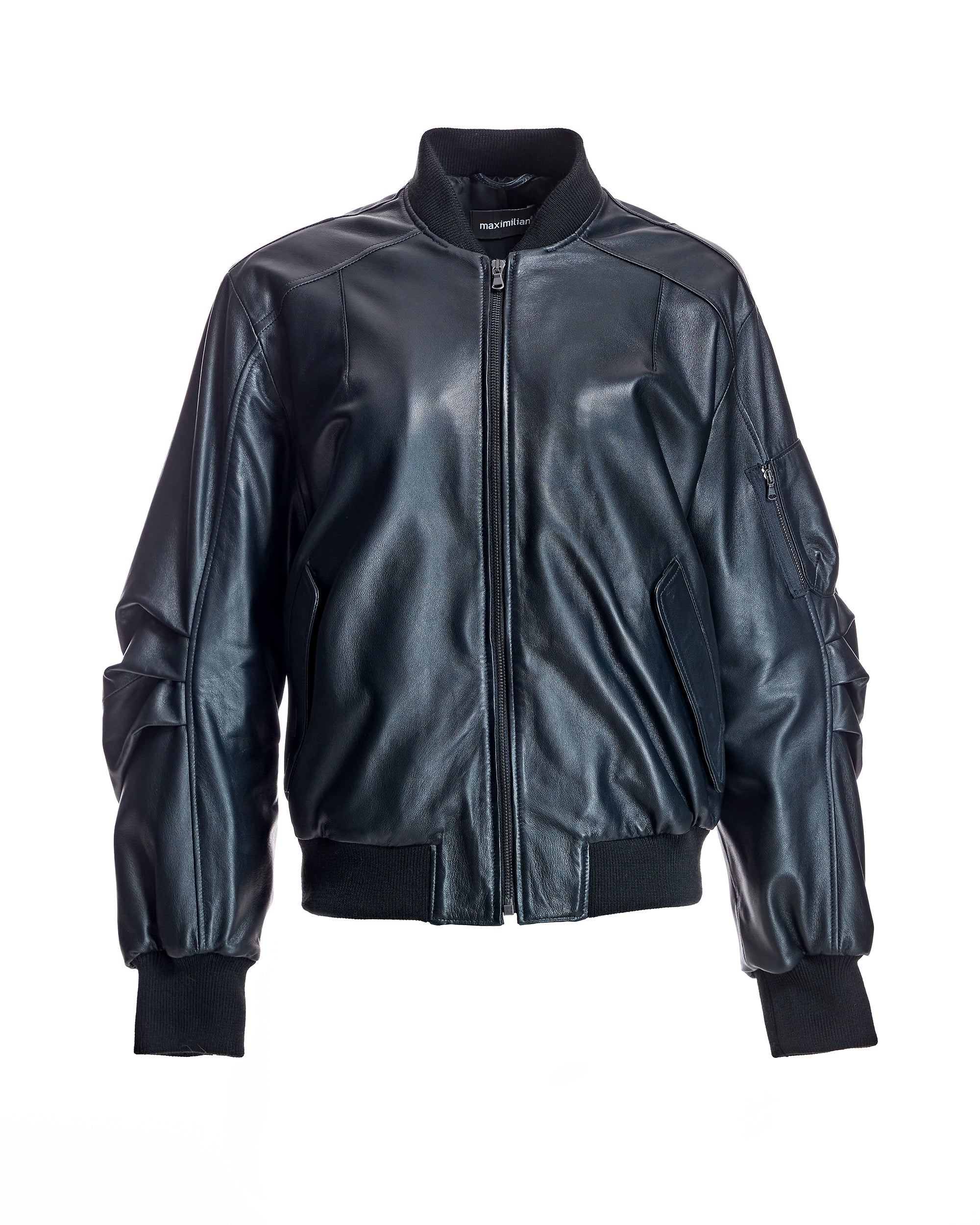 Oversized Italian Leather Bomber Jacket- Maximilian - Image 5