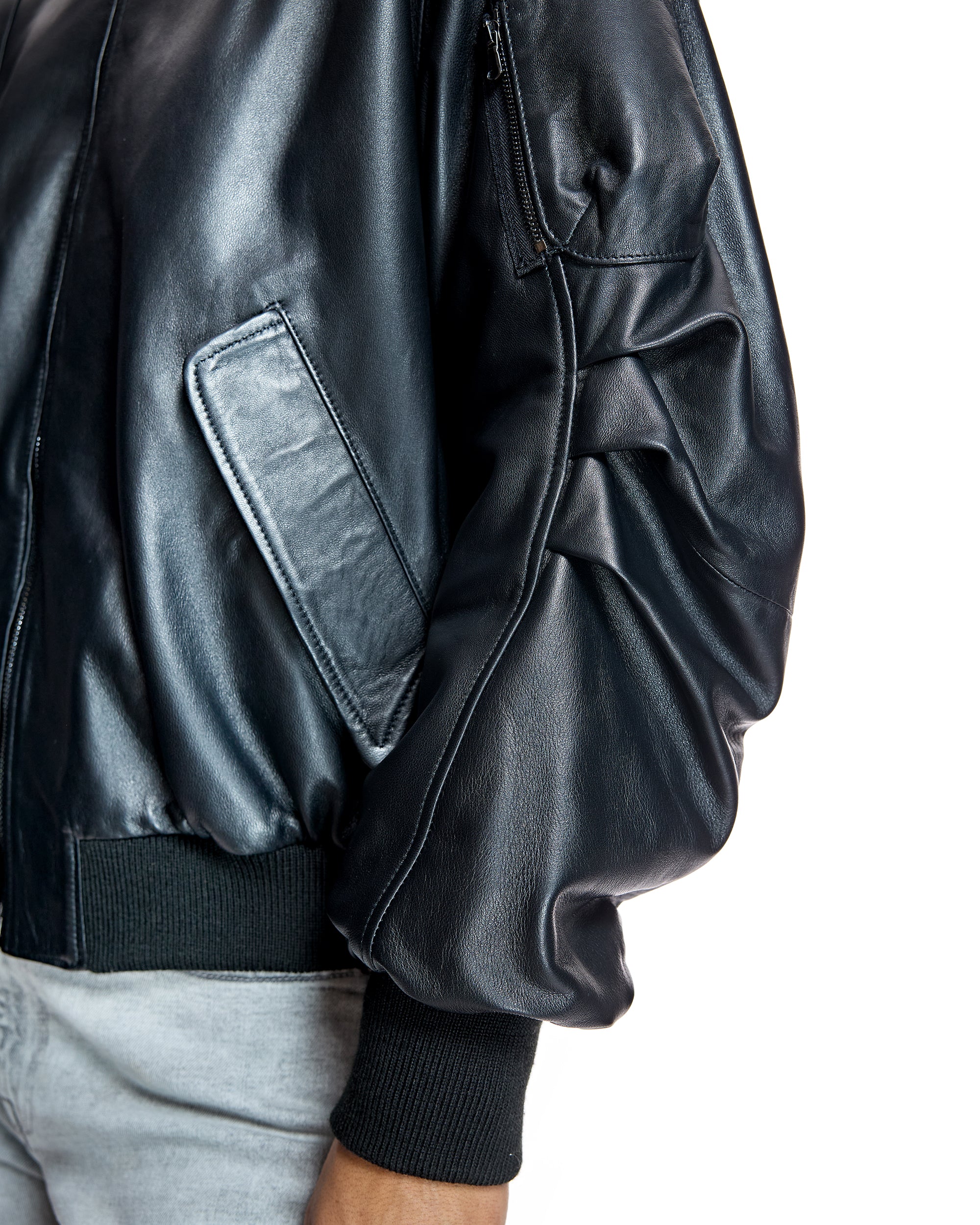 Oversized Italian Leather Bomber Jacket- Maximilian - Image 6