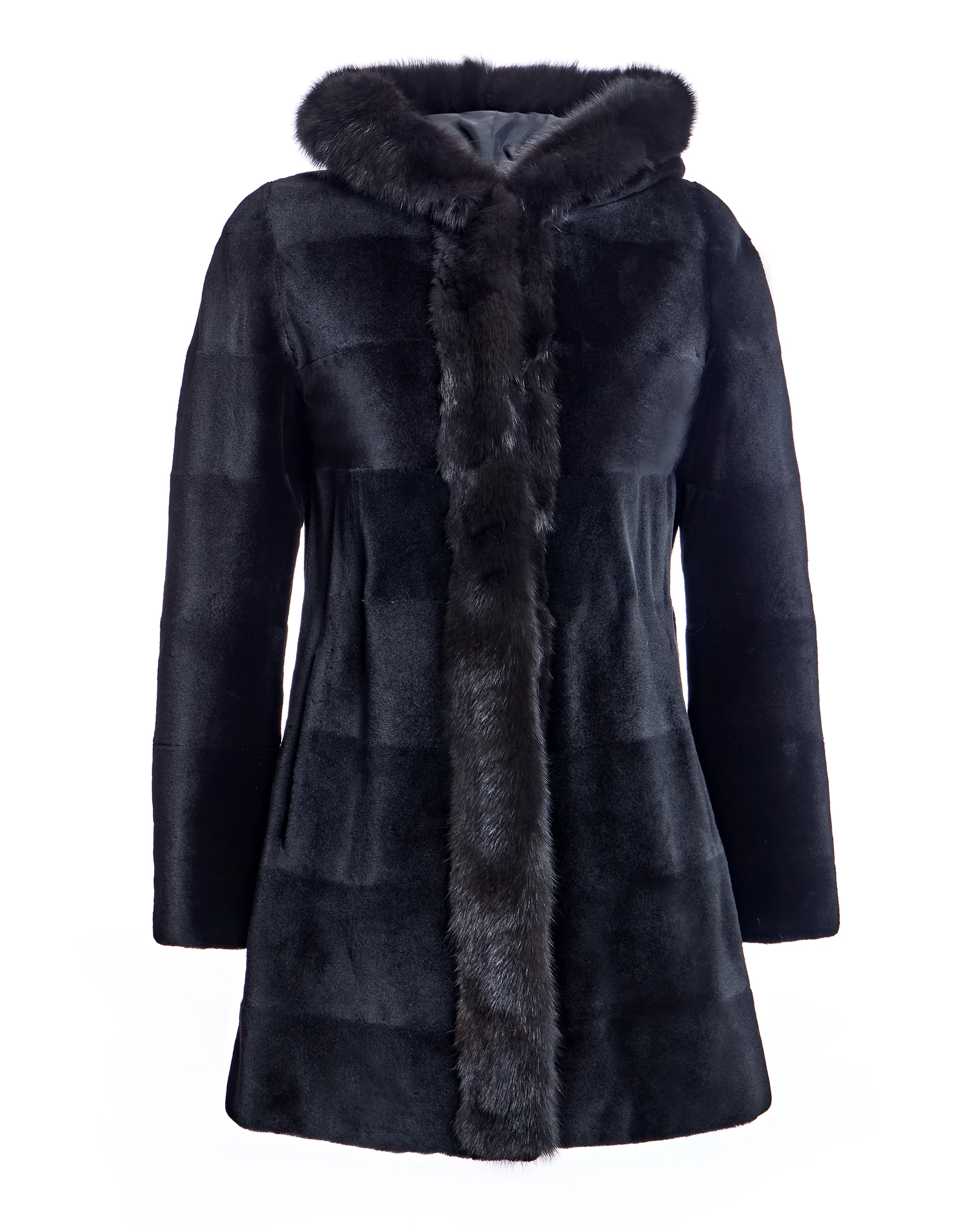 Sheared Mink Reversible Coat with Sable Trim-Maximilian - Image 5