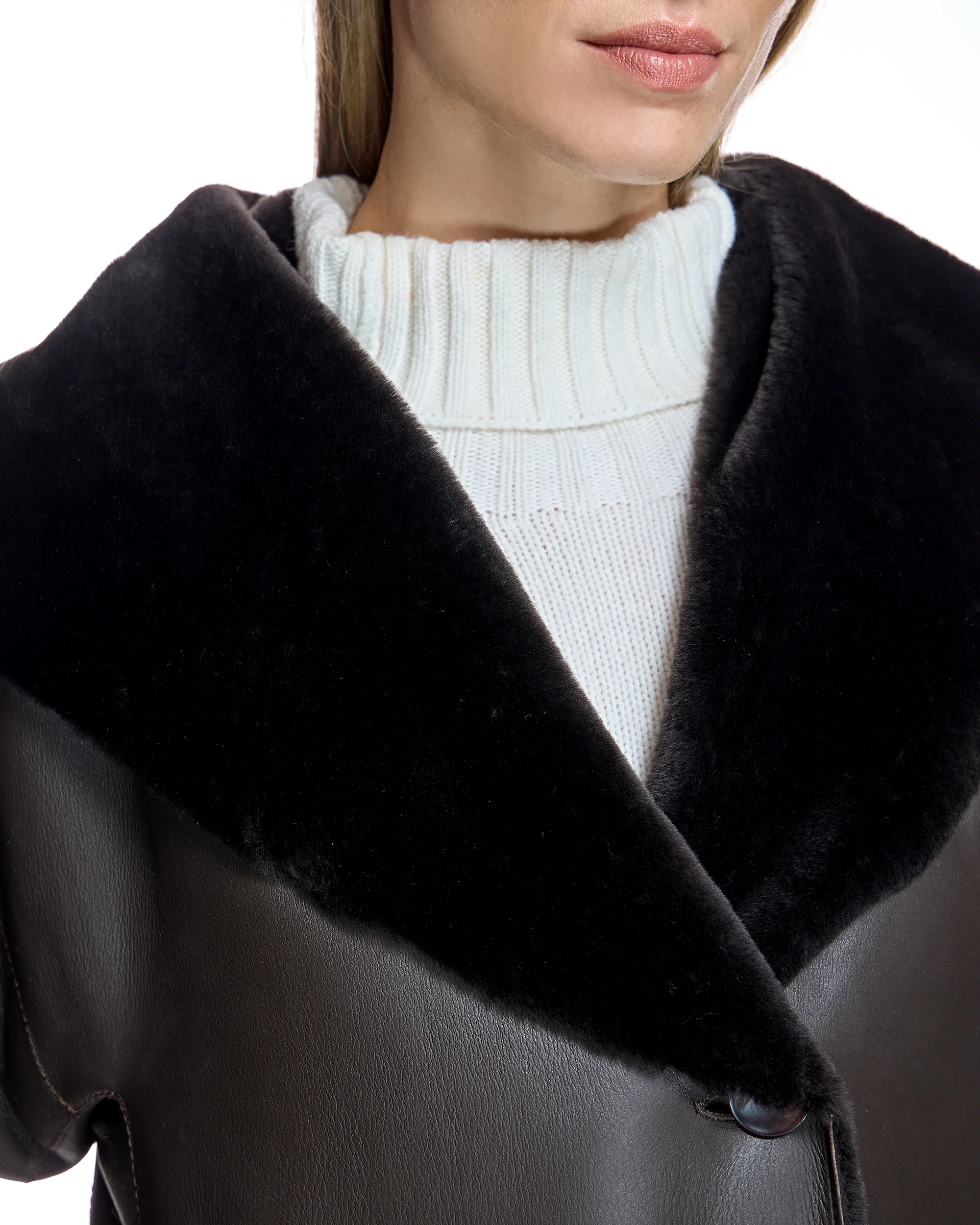Reversible Hooded Nappa Shearling Coat-Maximilian - Image 6