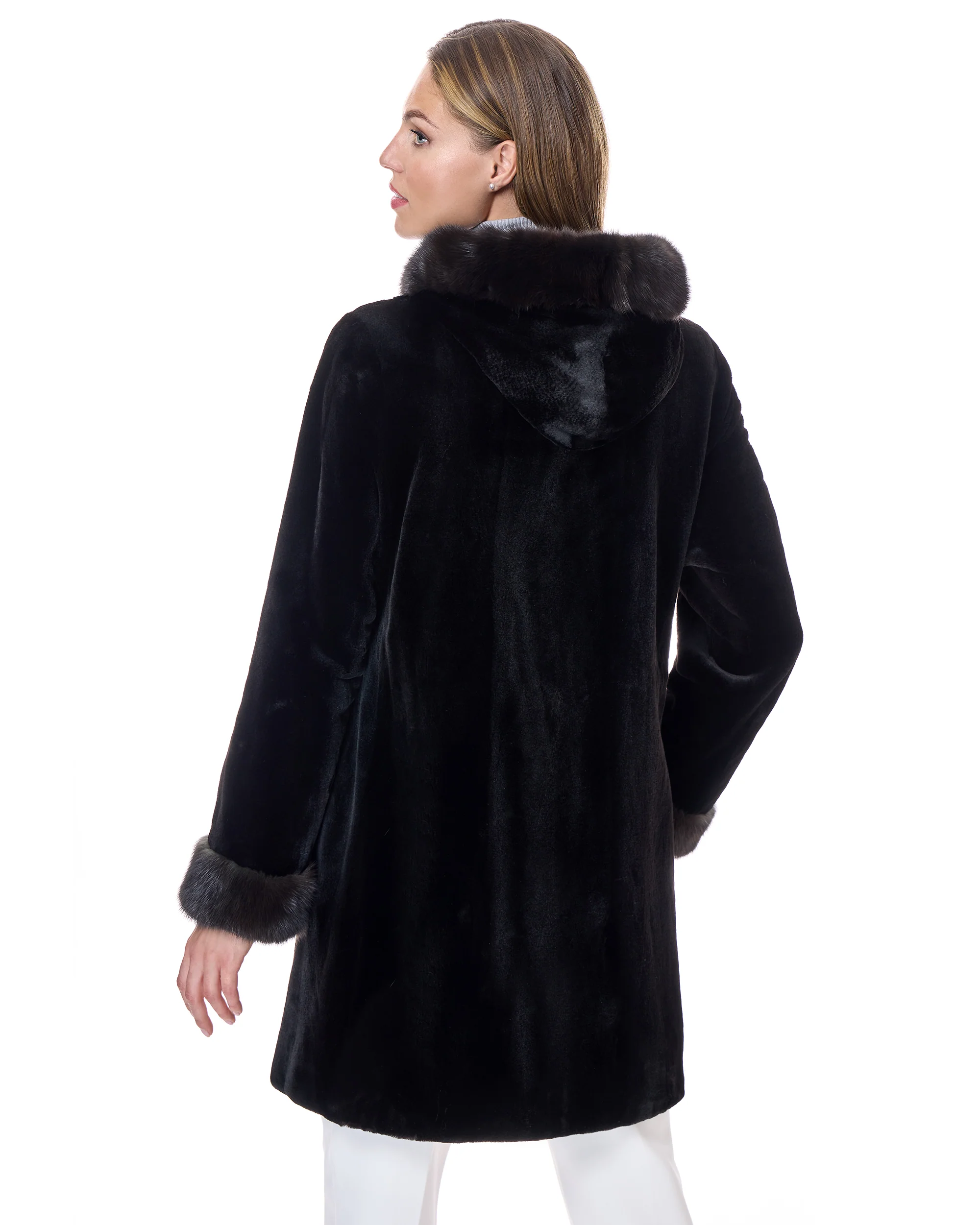 Reversible Sheared Mink & Sable Section Coat - Image 3
