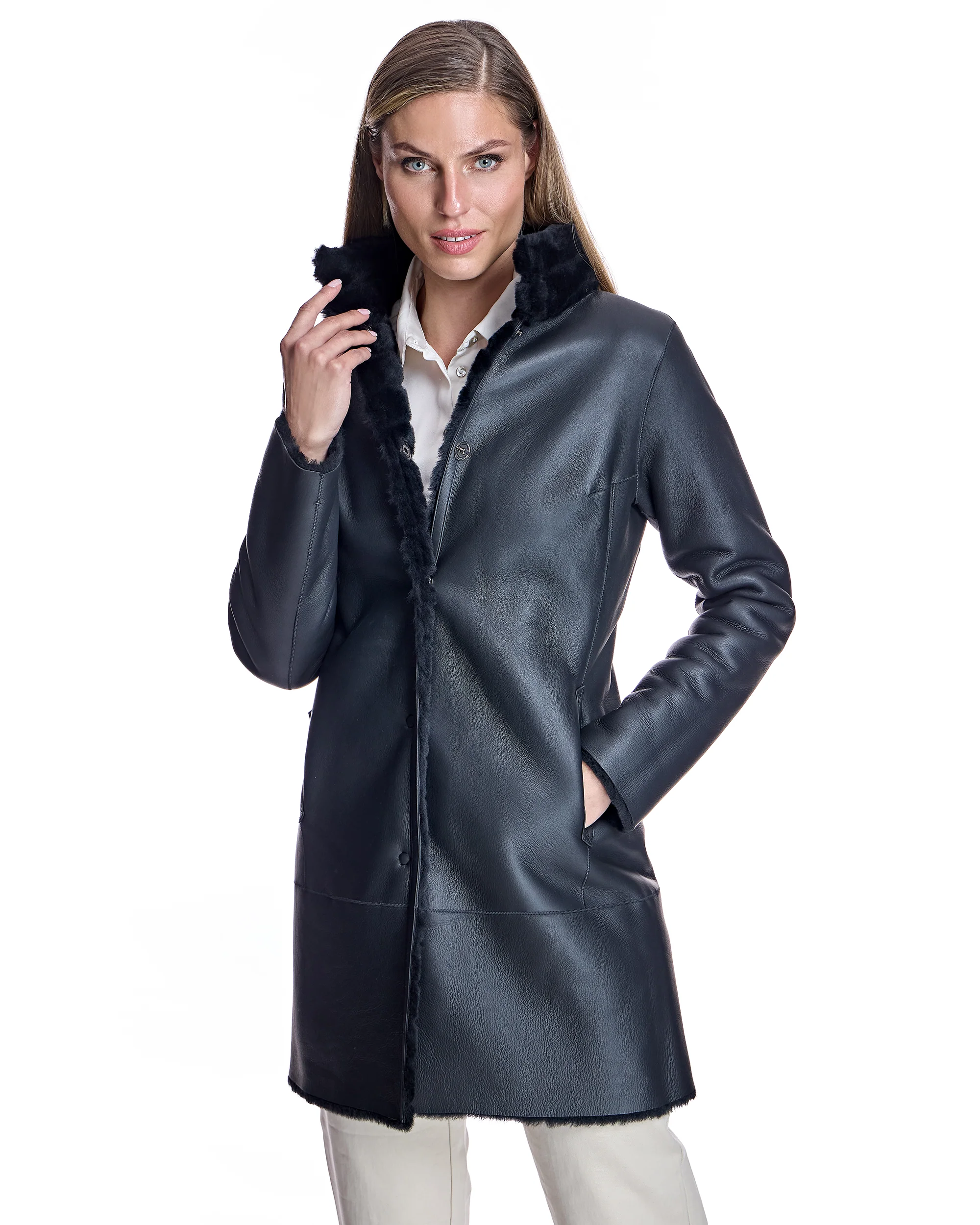 Reversible Shearling Jacket - Image 15