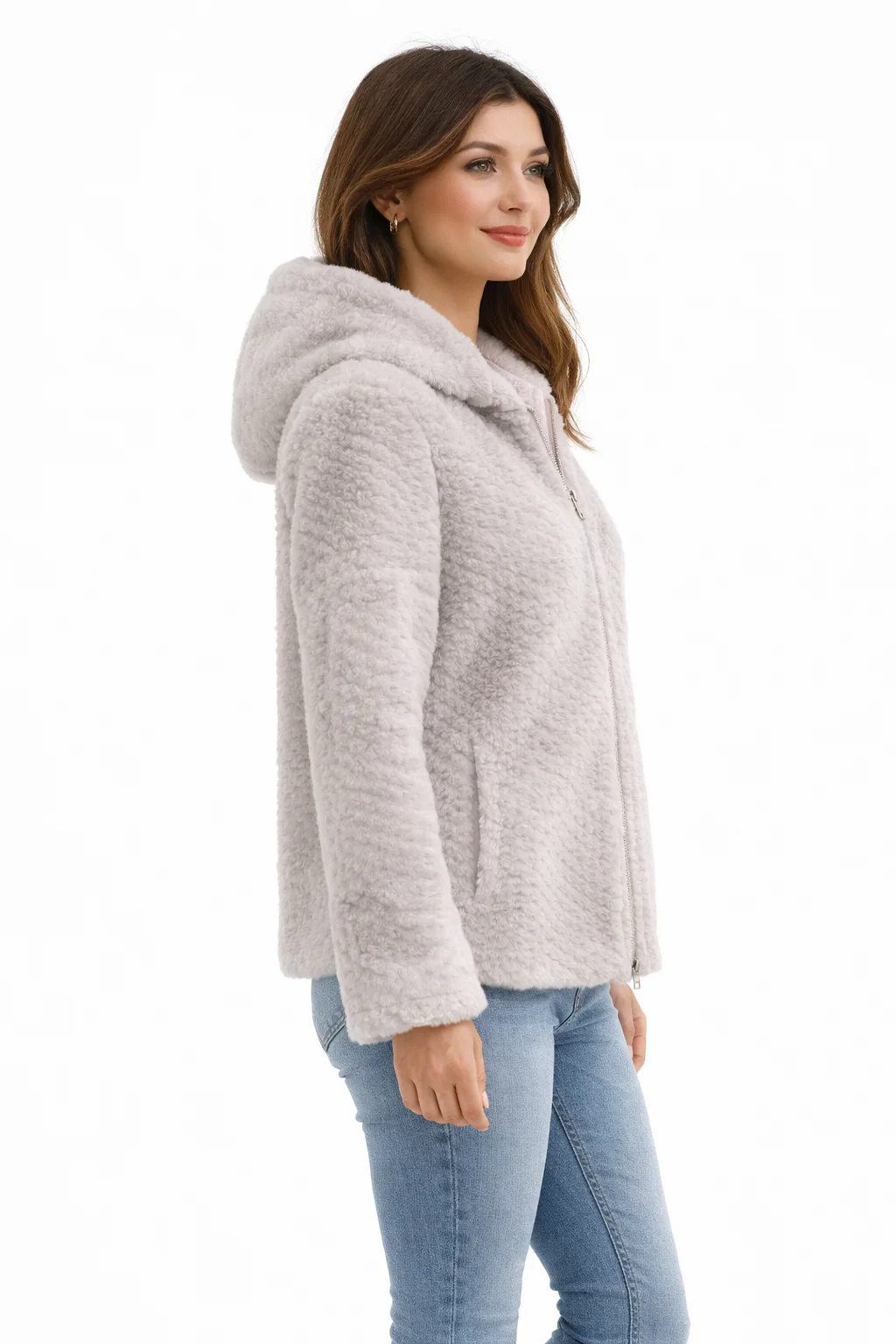 Sapphire Mink Hooded Jacket in Textured Finish | Maximilian - Image 4