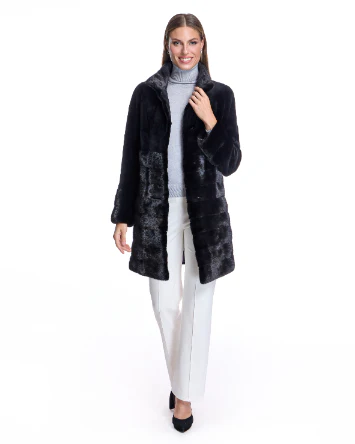 Sheared & Long Hair Mink Coat - Image 4