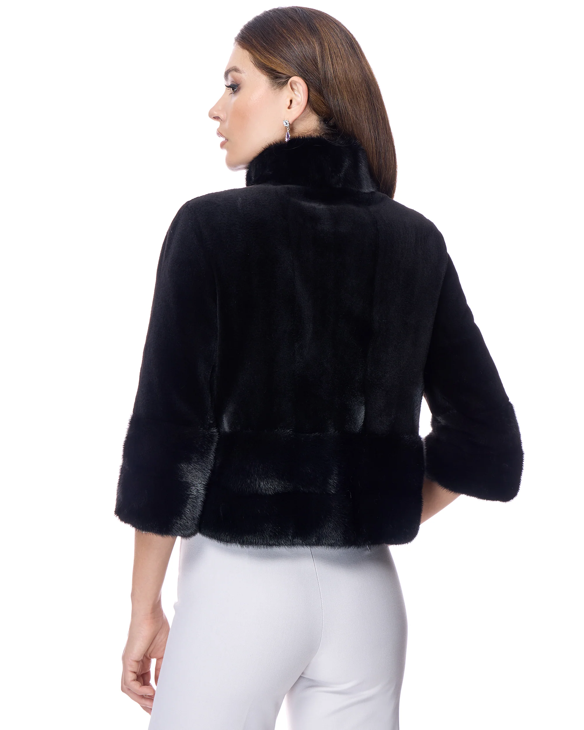 Sheared Mink Bolero With Long Hair trim - Image 3