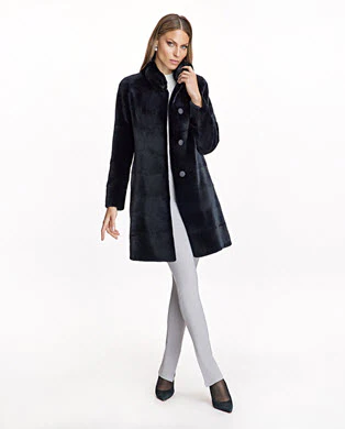 Sheared Mink Reversible Coat with Chinchilla Trim - Image 10