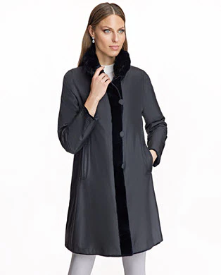 Sheared Mink Reversible Coat with Chinchilla Trim - Image 11