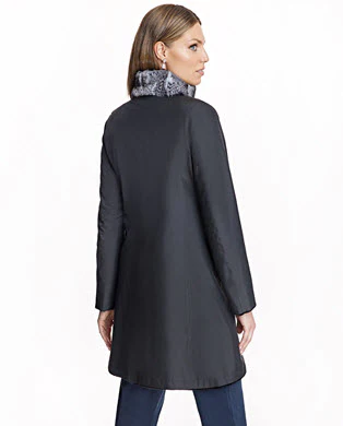 Sheared Mink Reversible Coat with Chinchilla Trim - Image 6