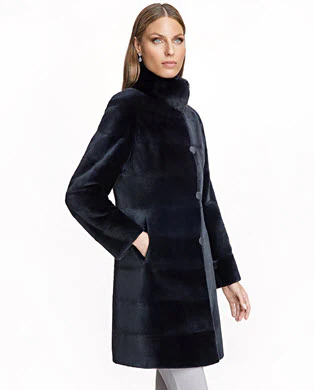 Sheared Mink Reversible Coat with Chinchilla Trim - Image 8