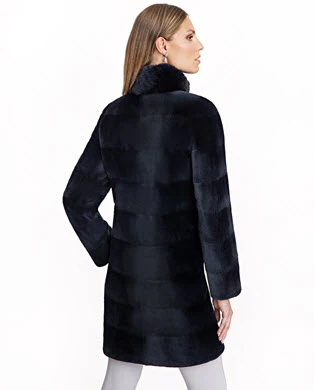 Sheared Mink Reversible Coat with Chinchilla Trim - Image 9
