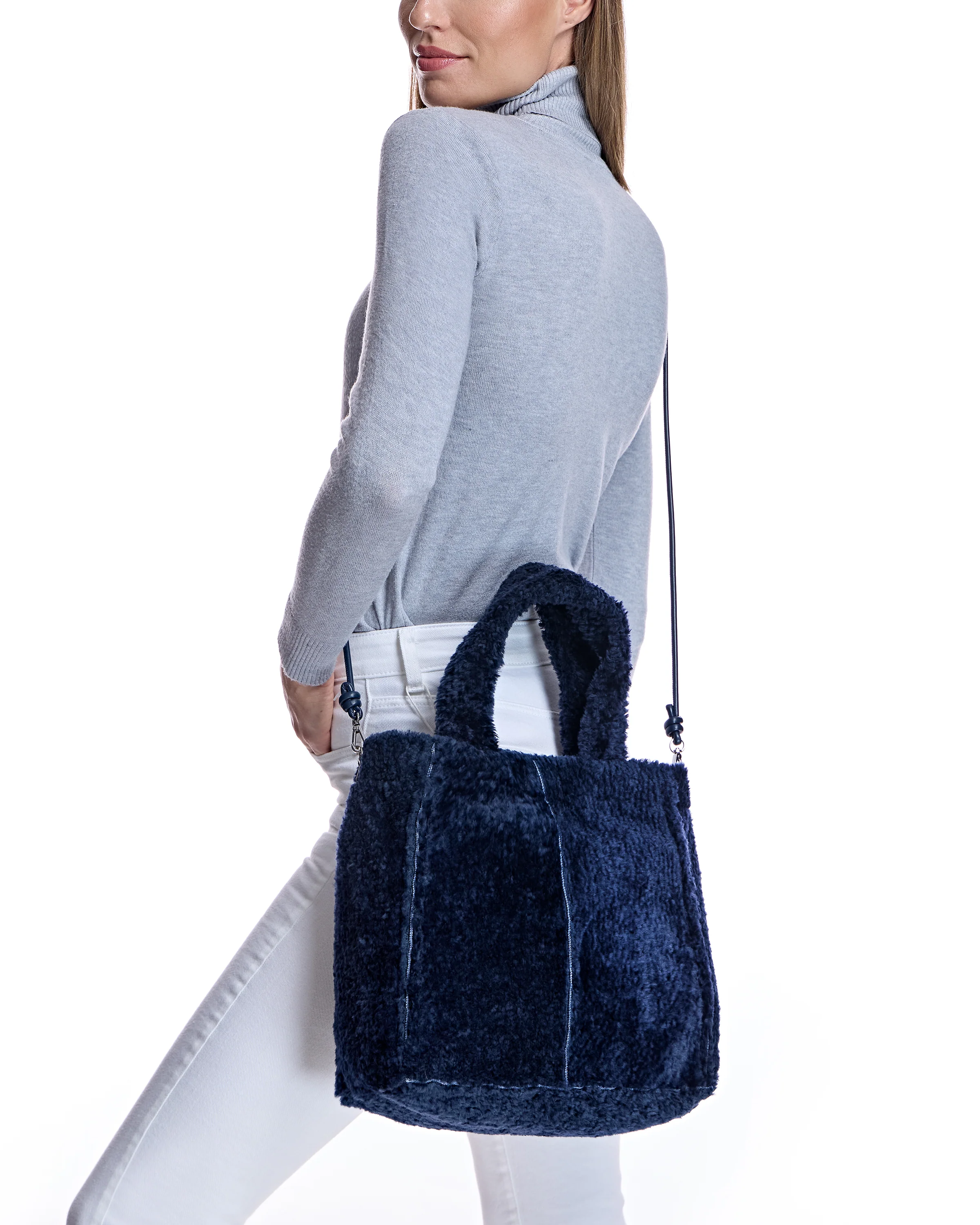 Maximilian Shearling Lamb Tote Bag-Maximilian - Image 4
