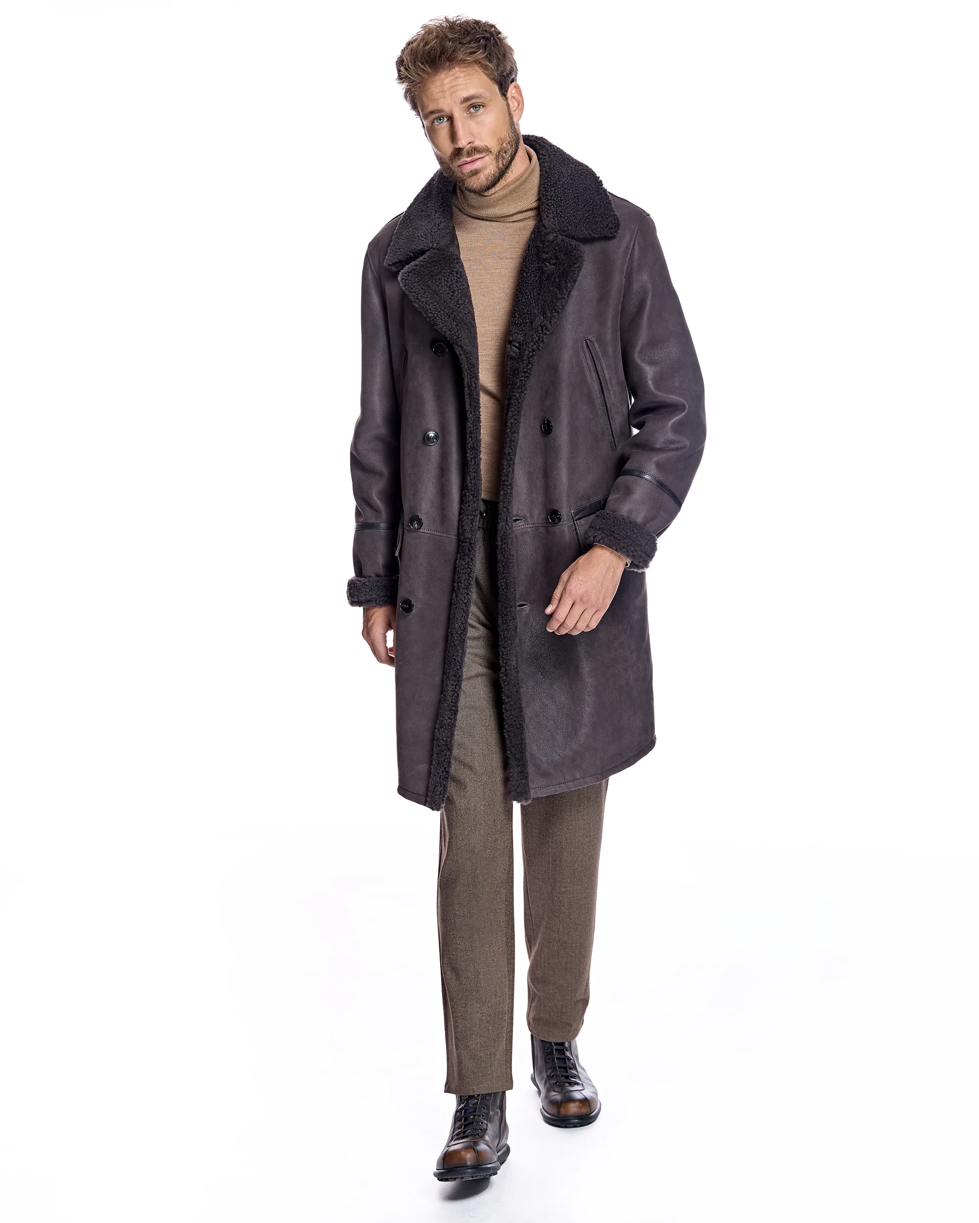 Men's Shearling Peacoat - Image 10