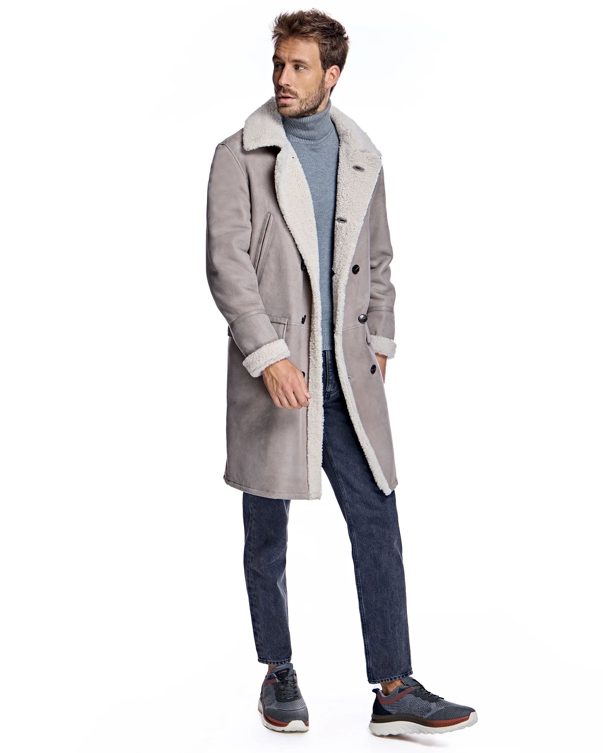 Men's Shearling Peacoat - Image 11