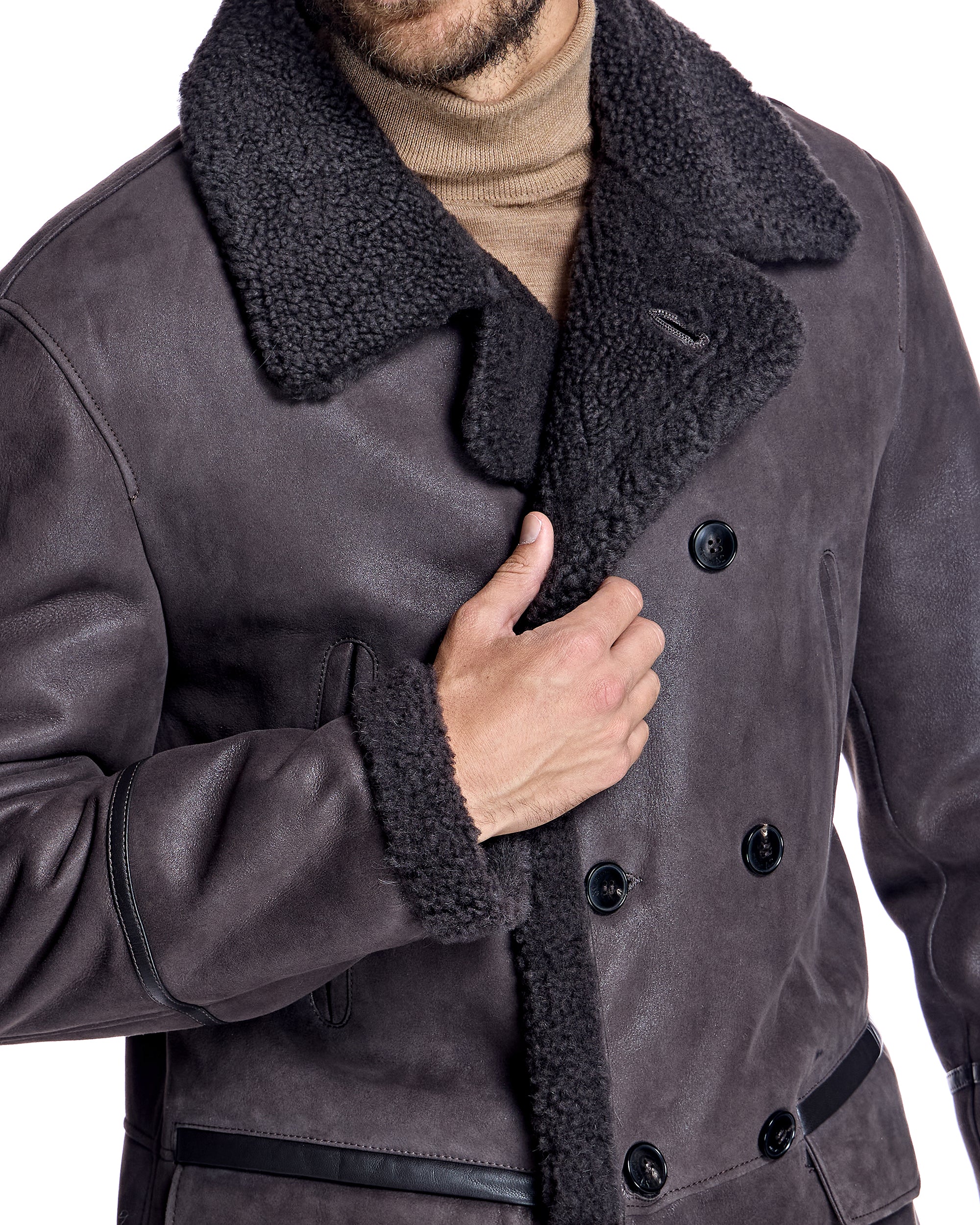 Men's Shearling Peacoat - Image 4