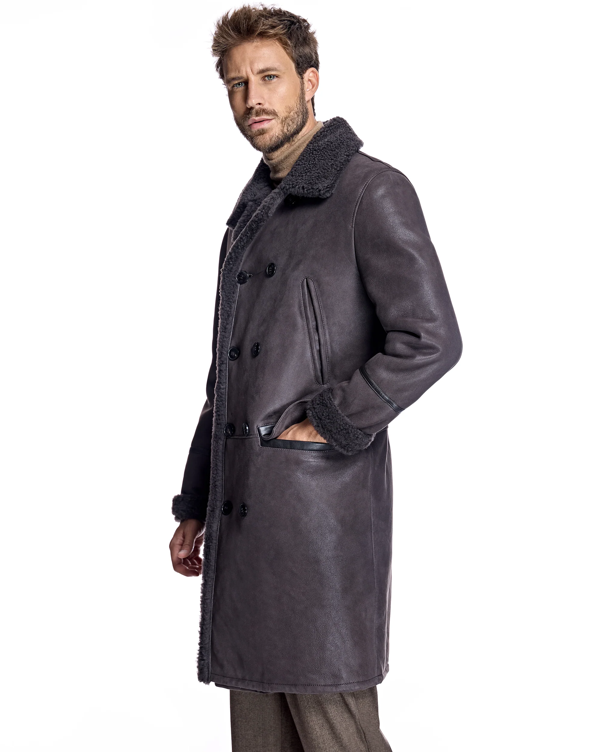 Men's Shearling Peacoat - Image 6