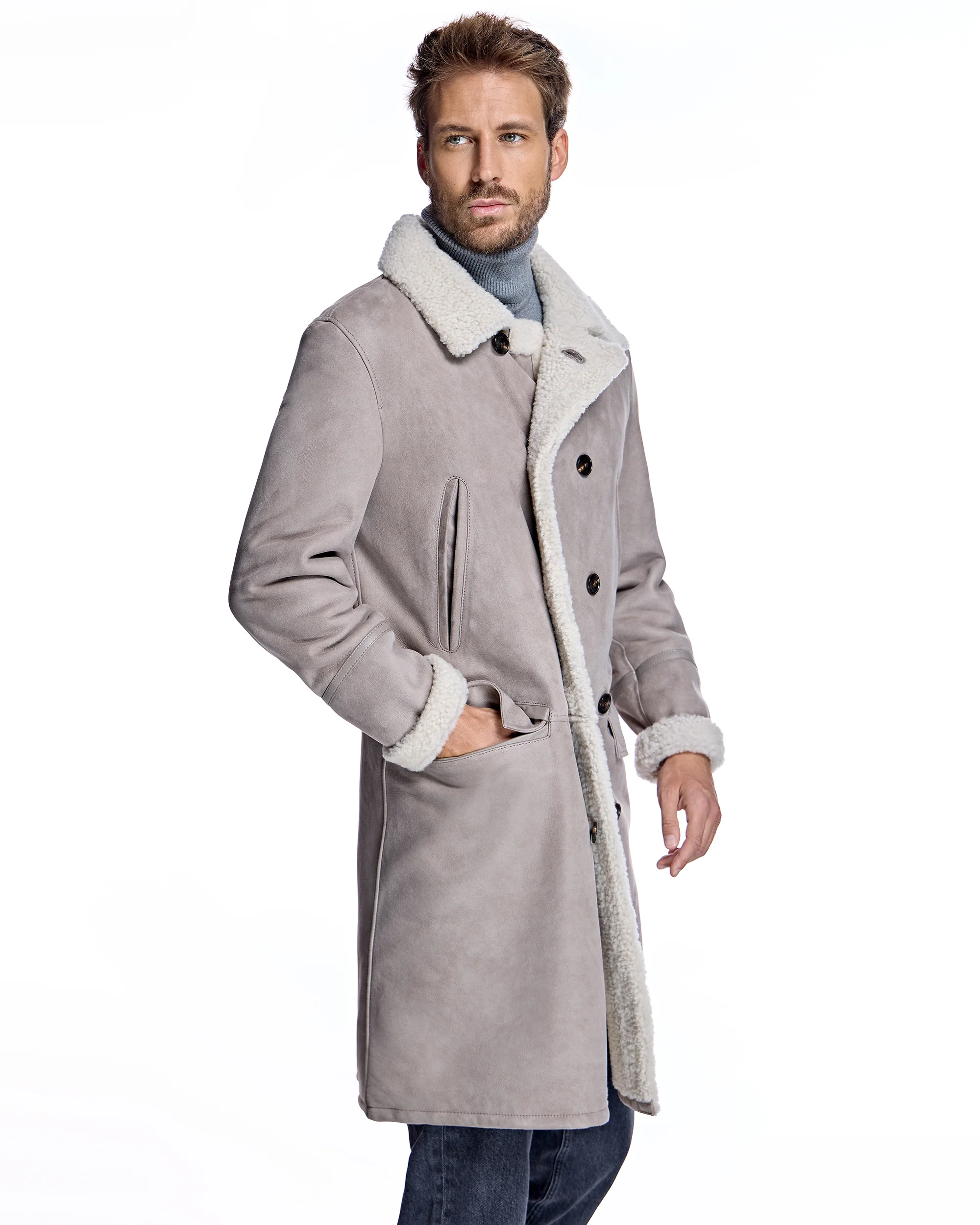 Men's Shearling Peacoat - Image 7
