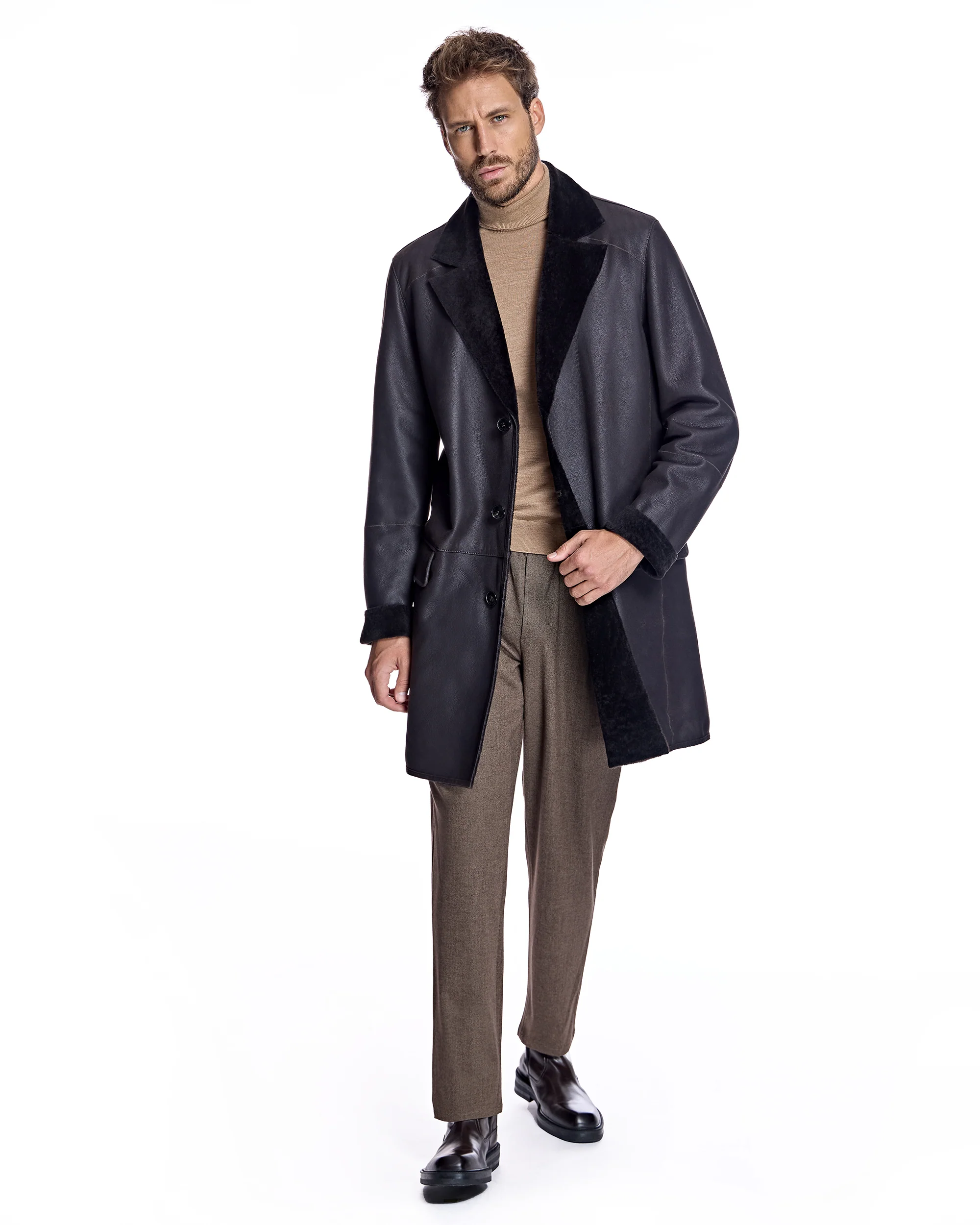 Men's Nappa Shearling Coat - Image 4