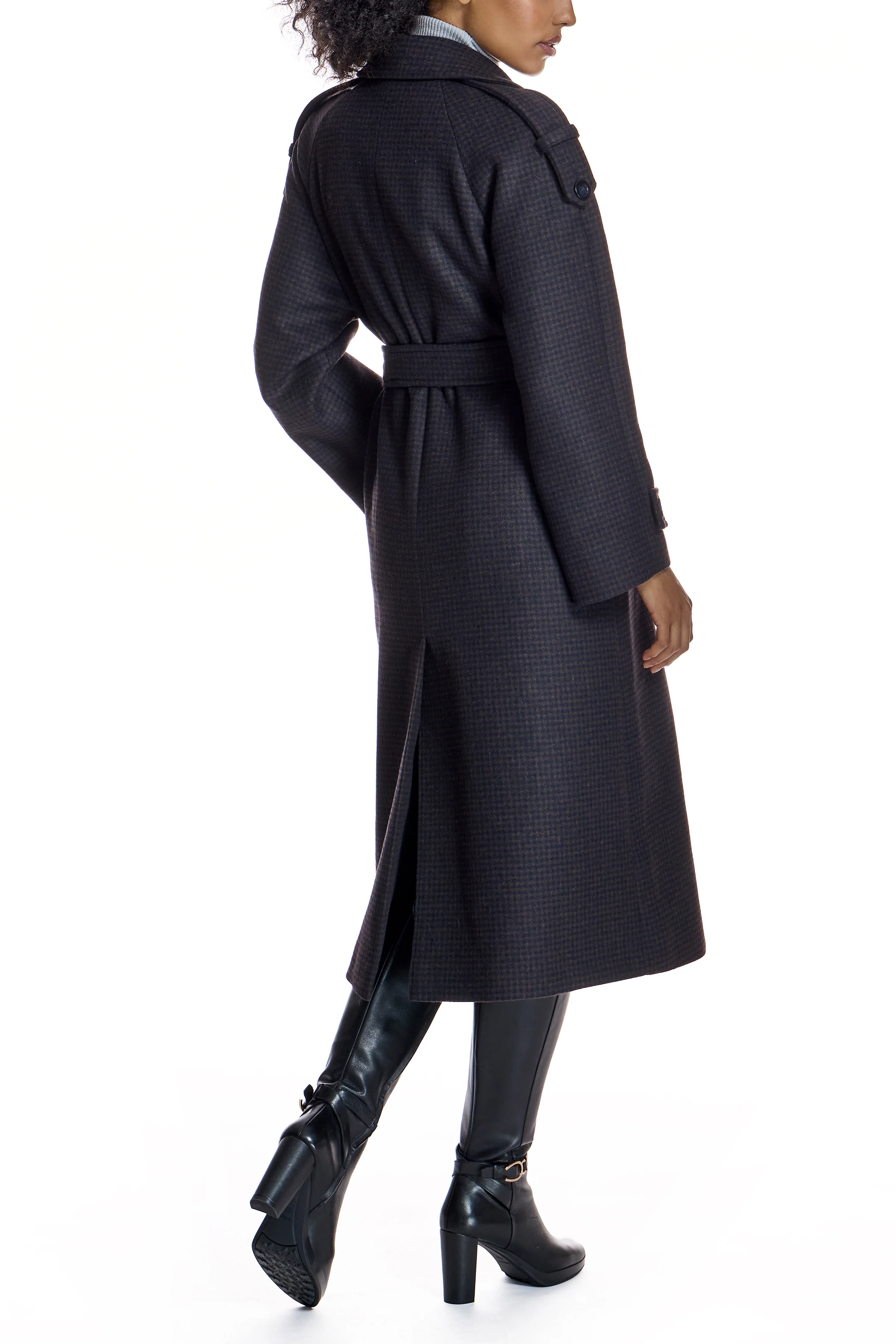 Wool blend Houndstooth Trench - Image 3