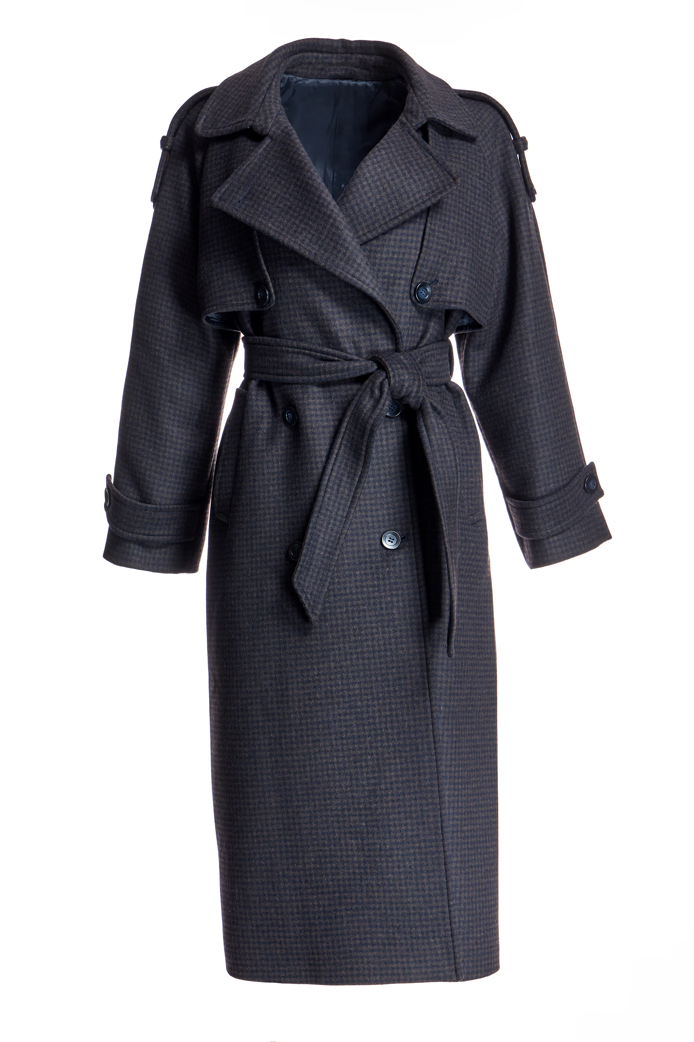 Wool blend Houndstooth Trench - Image 5