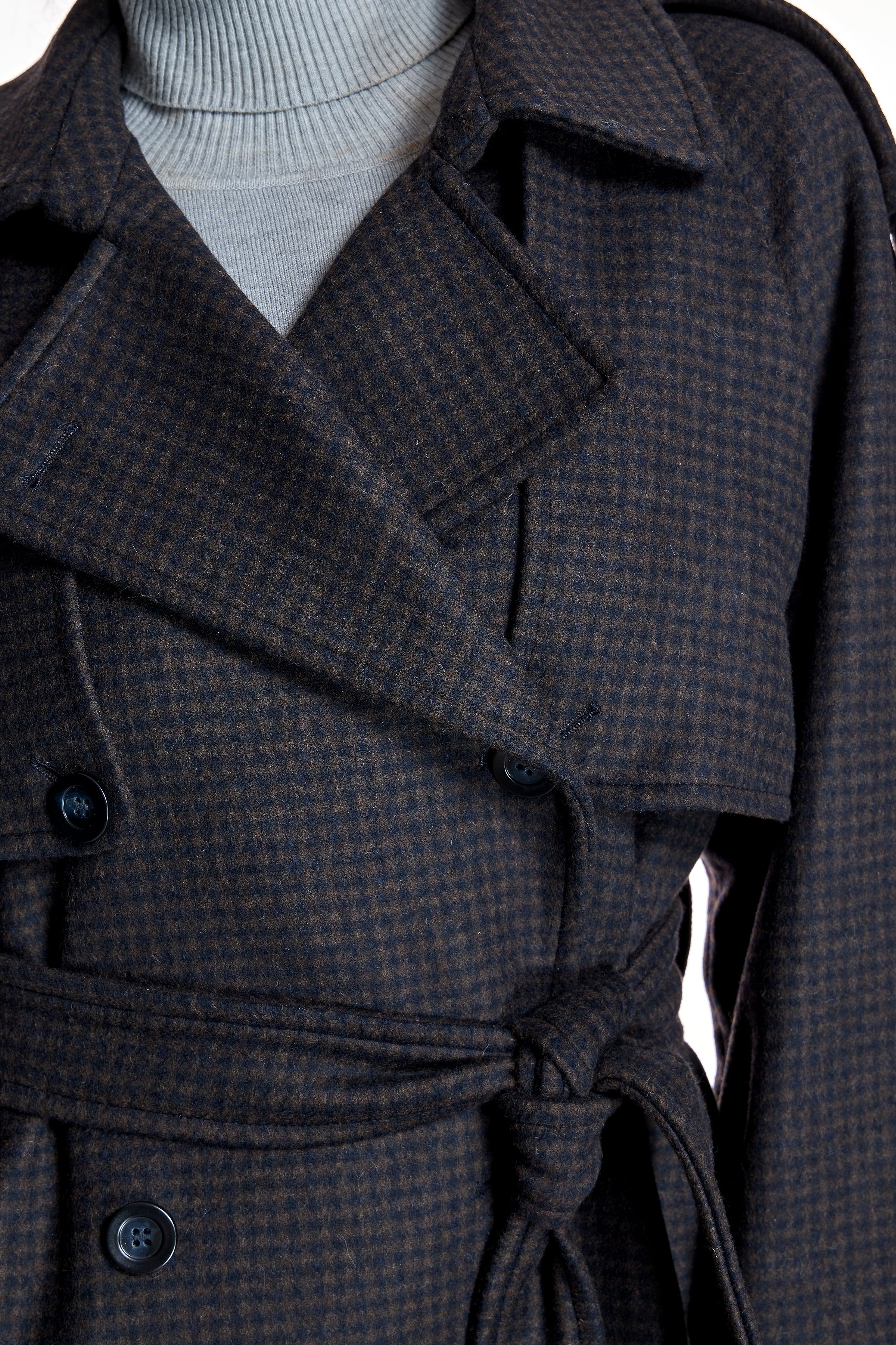 Wool blend Houndstooth Trench - Image 6