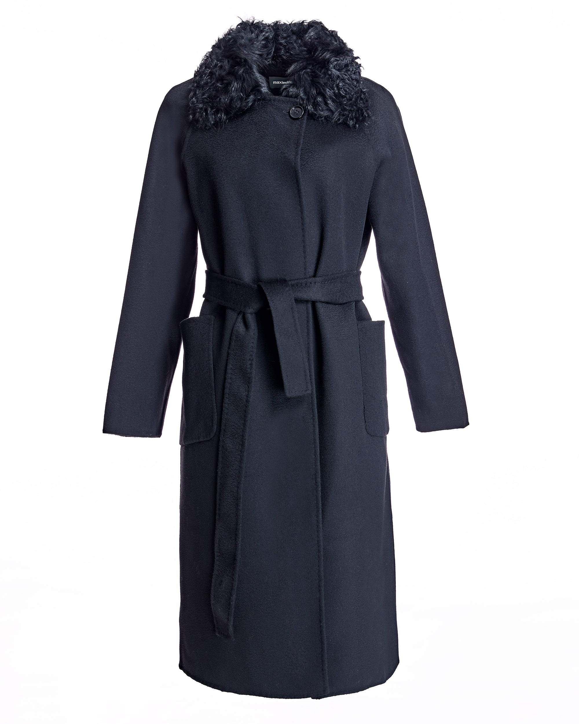 Wool Short Coat with Shearling Collar - Image 8