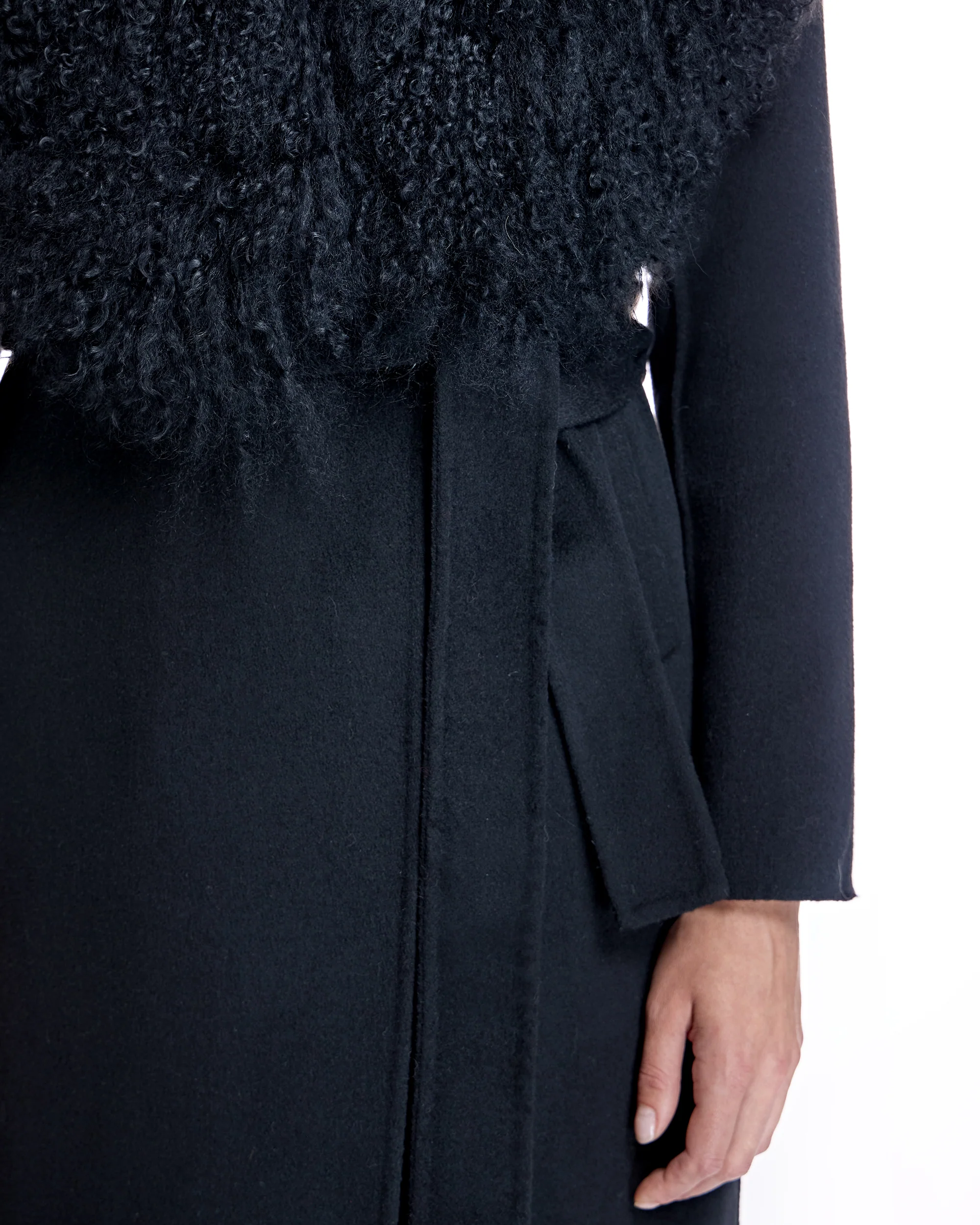 Julia & Stella by Maximilian Wool Wrap Coat With Shearling Collar - Image 5