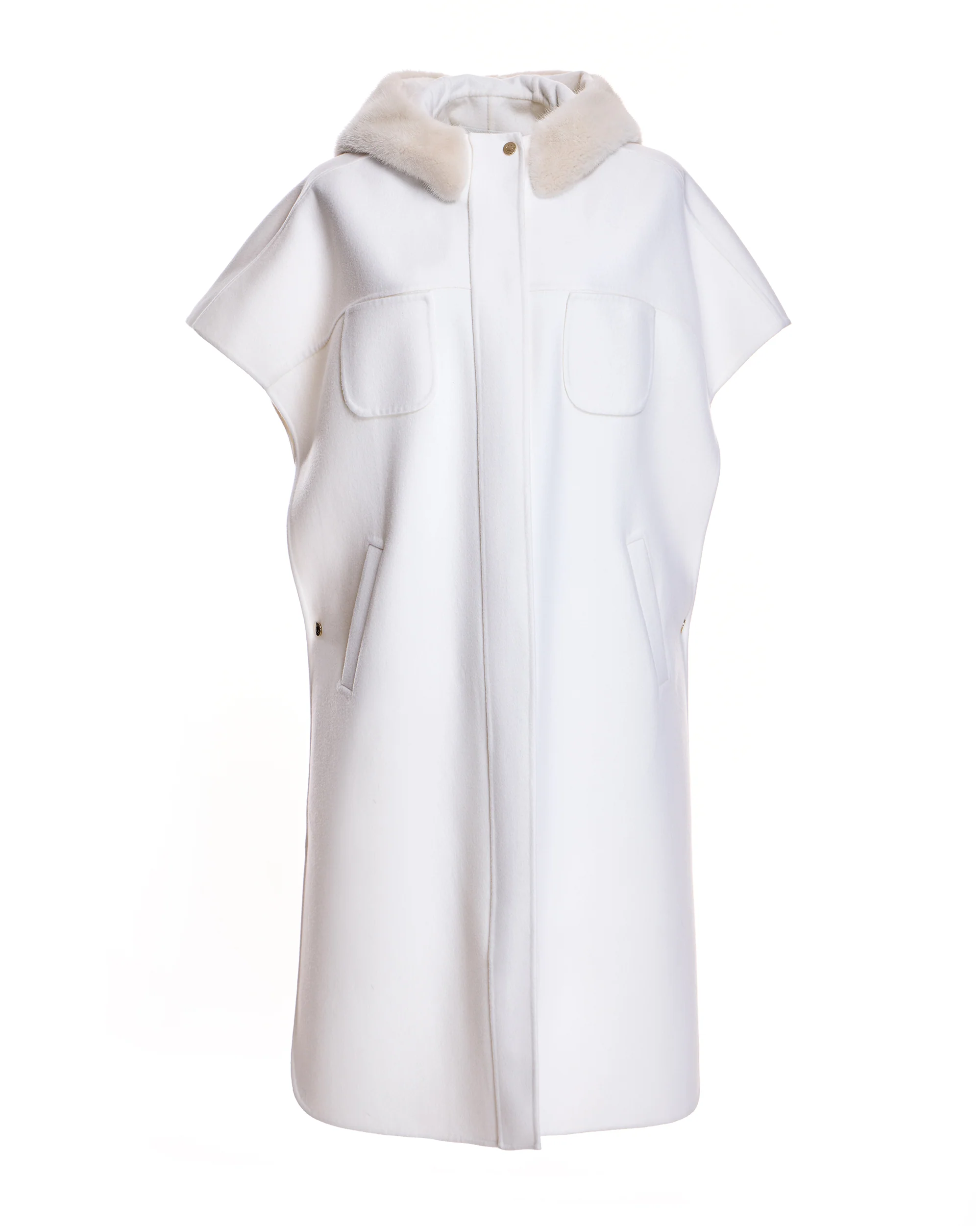 Woolblend Cape with Mink Trim Hood - Image 6